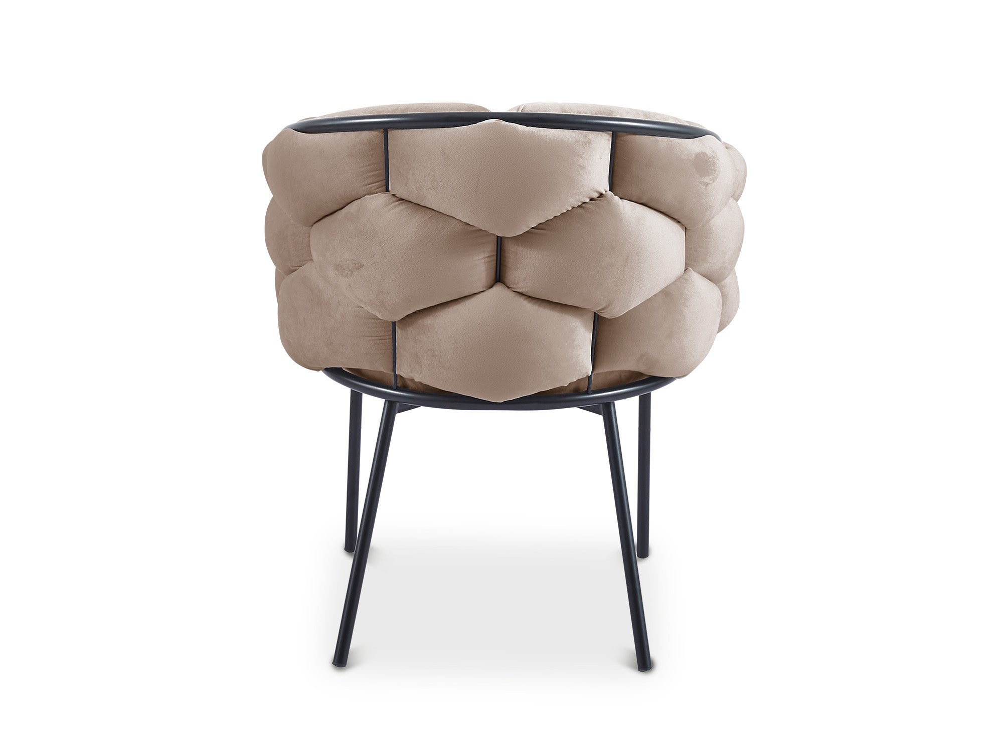 Juego de 2 sillas Charlotte en terciopelo color topo con patas de metal negro