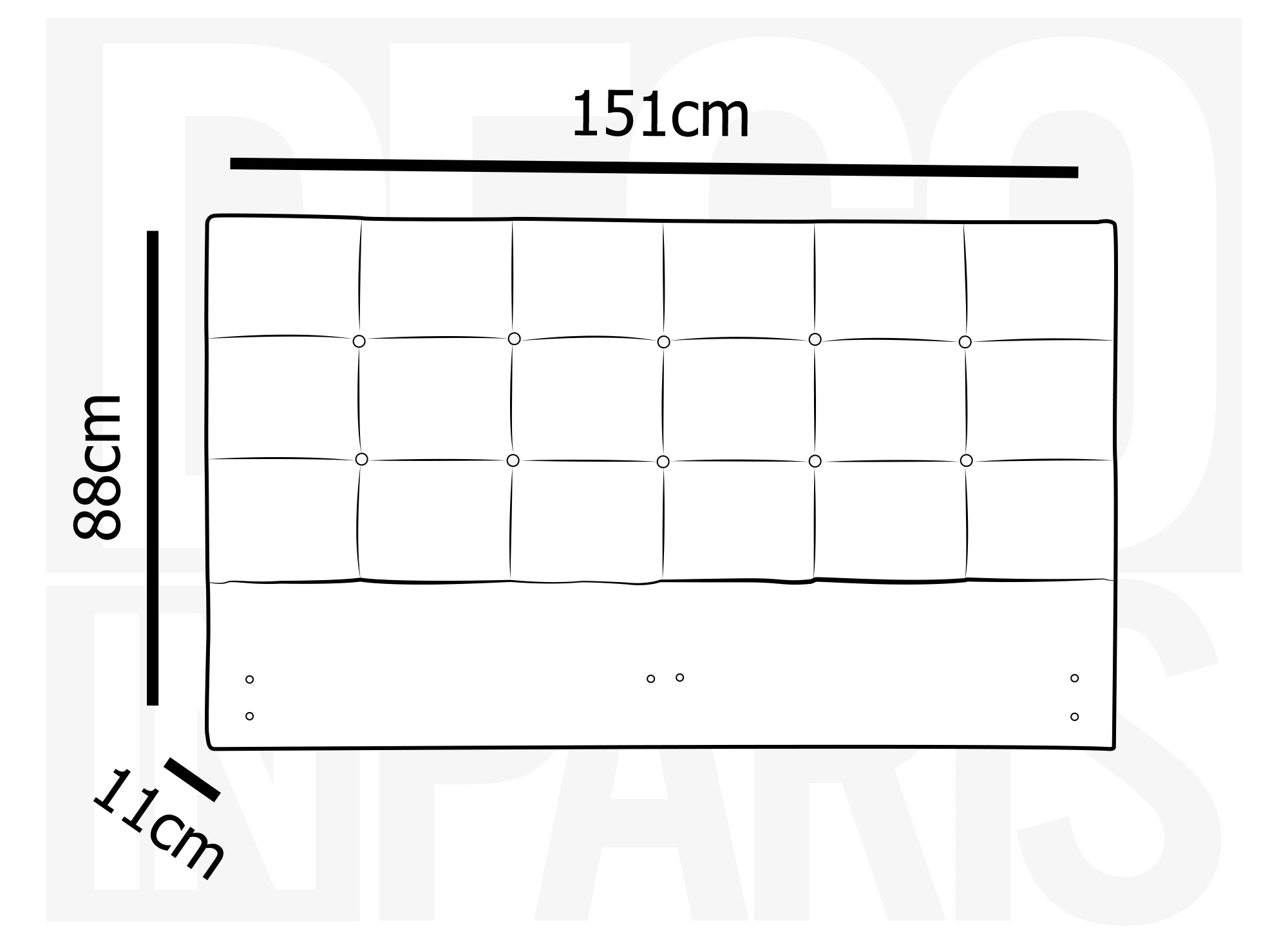 Cabecero de tela gris de diseño ALVERA de 140 cm