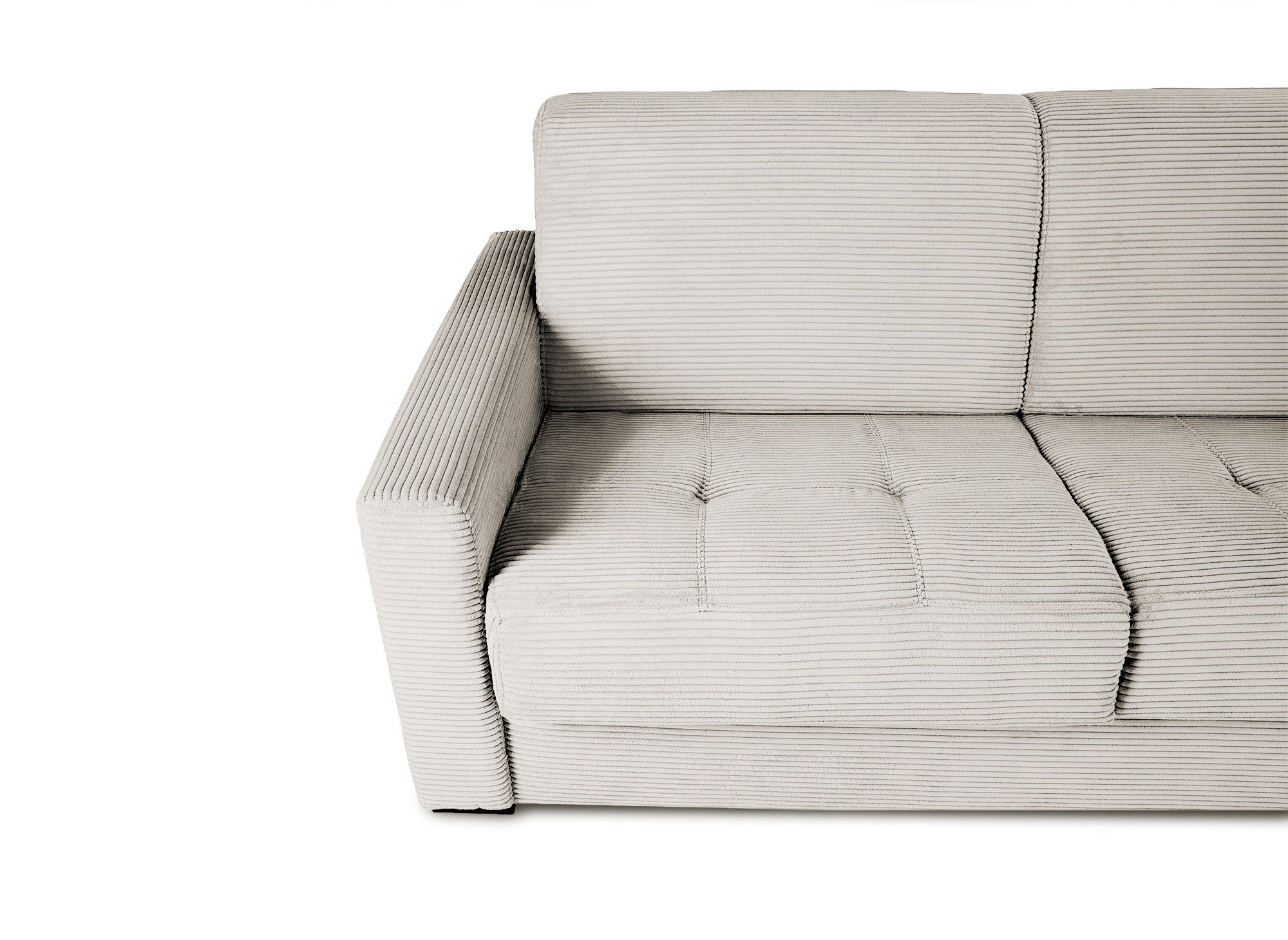 Sofá cama LOUNA de 3 plazas en pana beige con apertura rápida