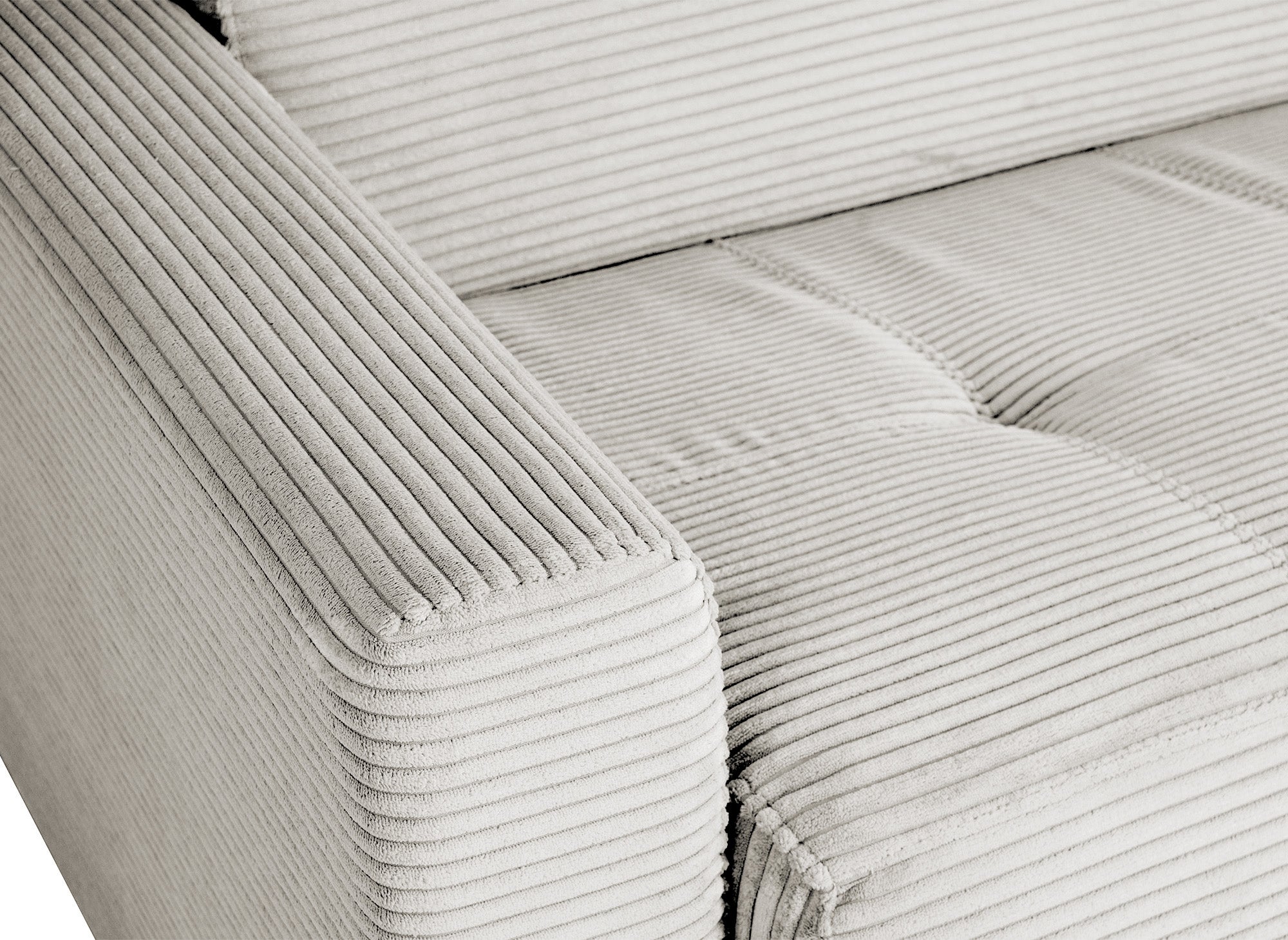 Sofá cama LOUNA de 3 plazas en pana beige con apertura rápida