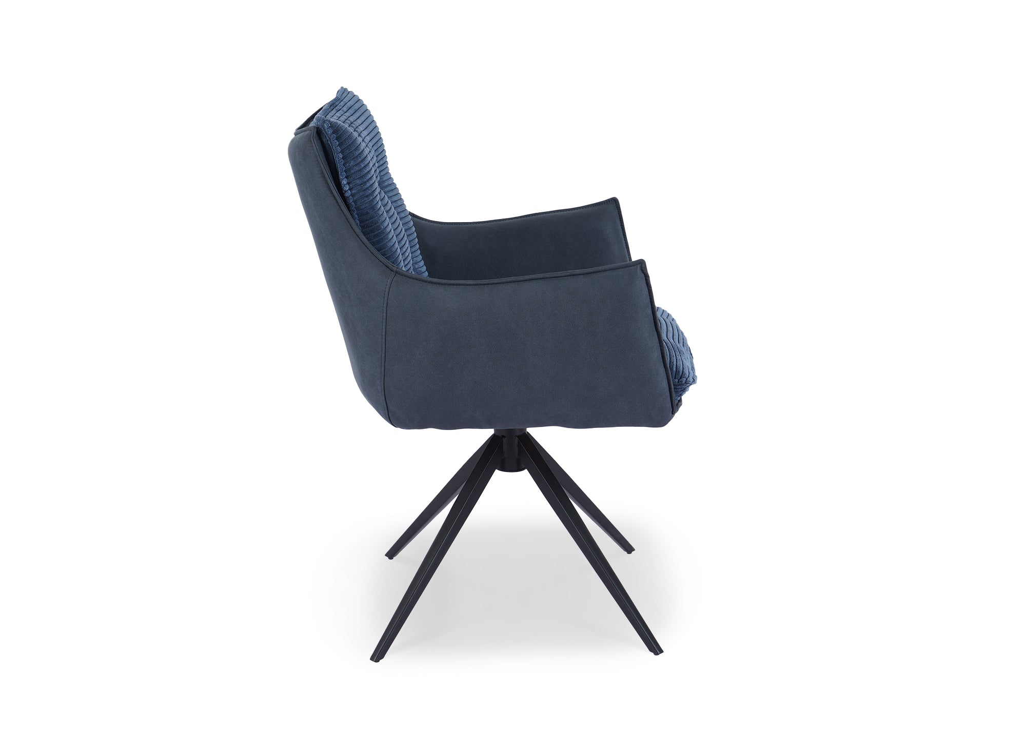 Sillón giratorio NOALIE con reposabrazos en terciopelo azul