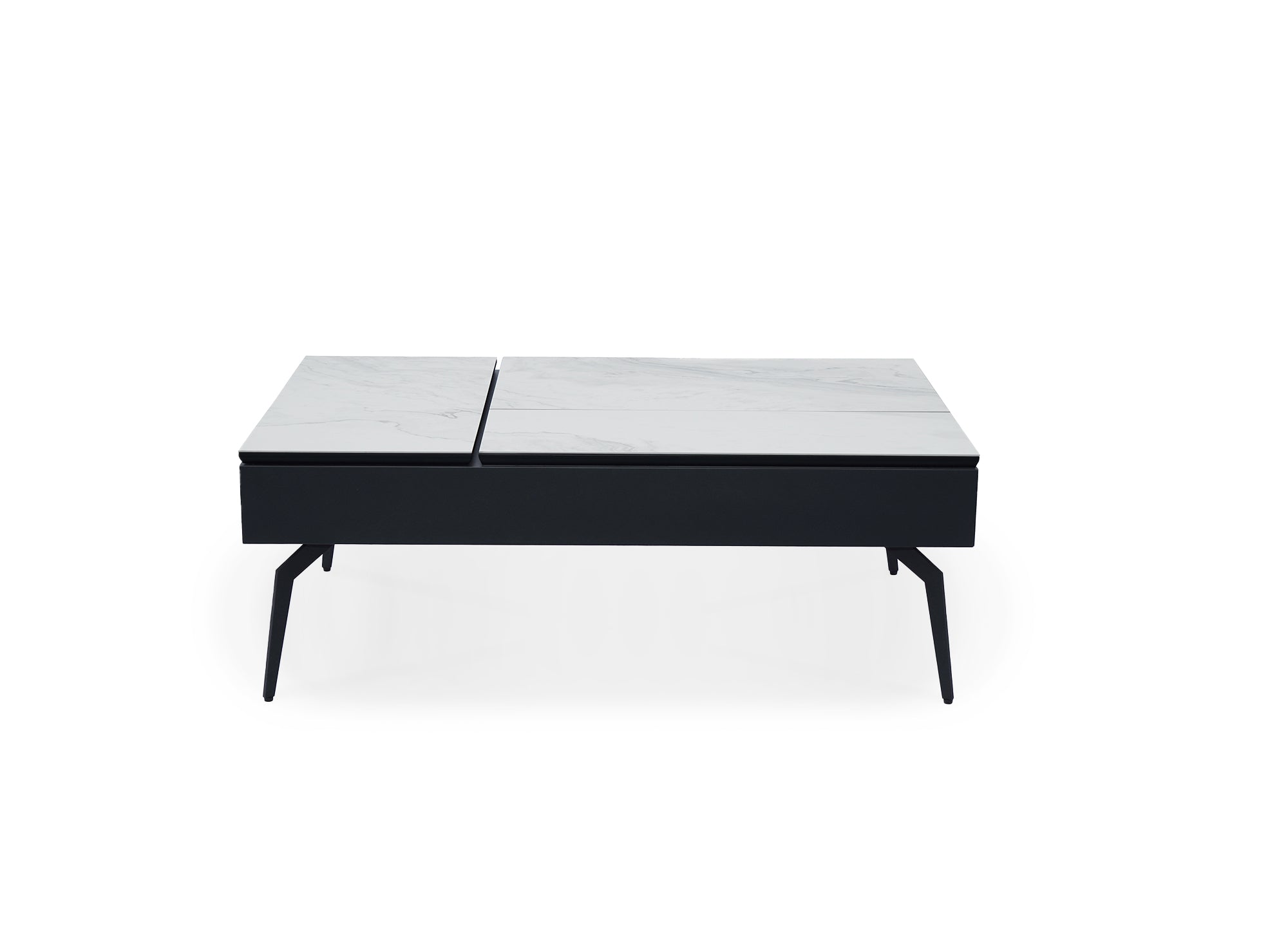Mesa de centro de diseño SILVANA con tapa elevable en cerámica blanca