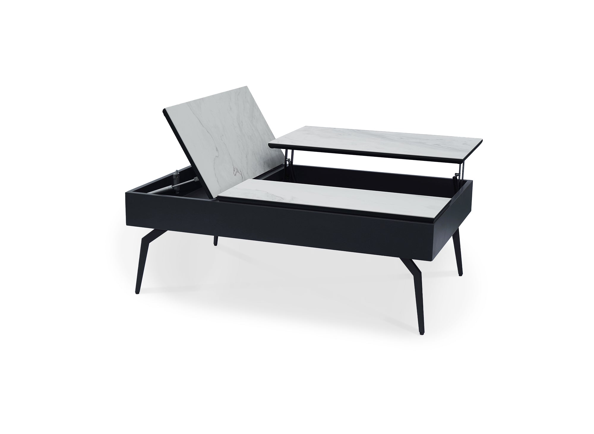 Mesa de centro de diseño SILVANA con tapa elevable en cerámica blanca