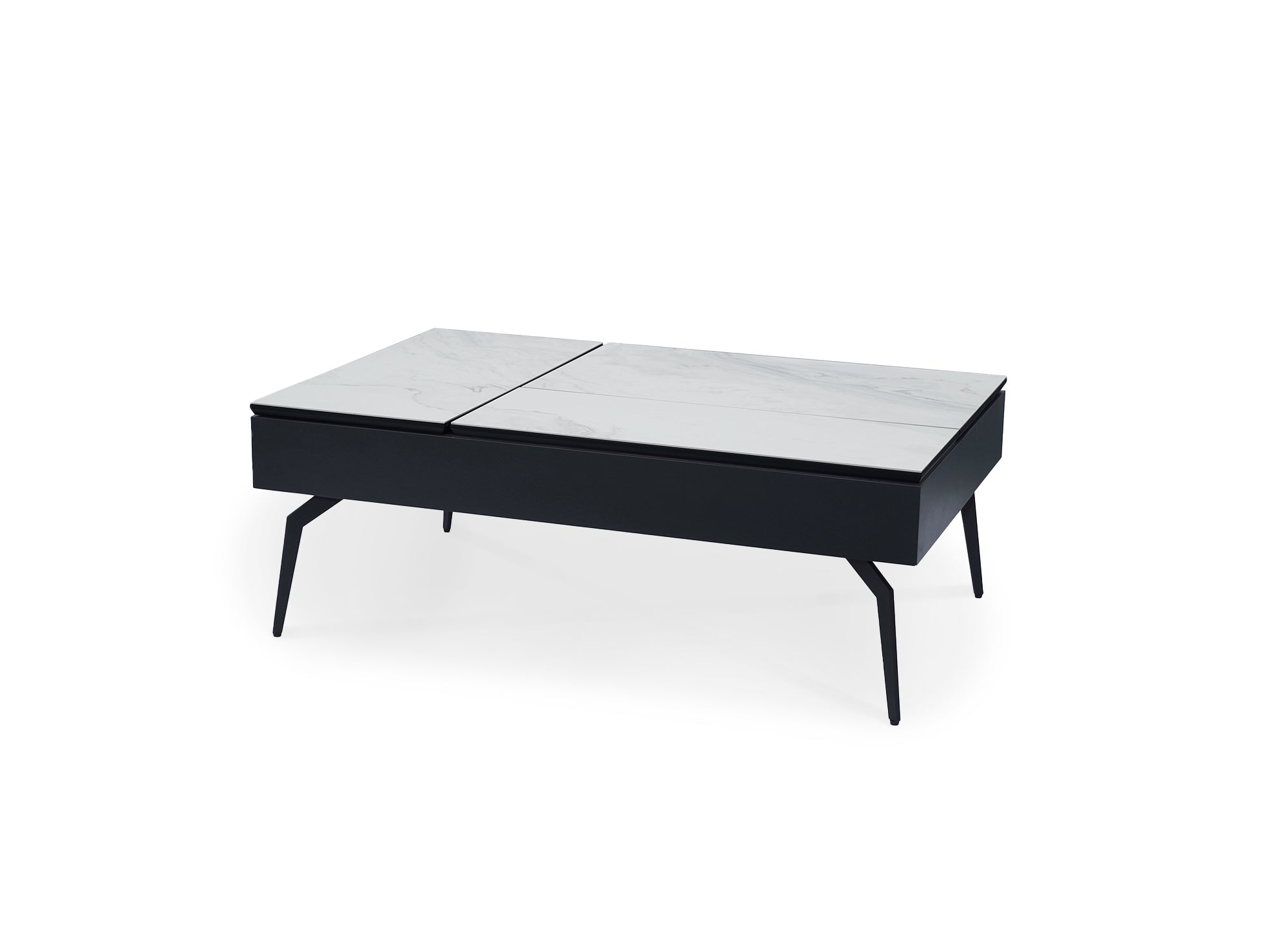 Mesa de centro de diseño SILVANA con tapa elevable en cerámica blanca
