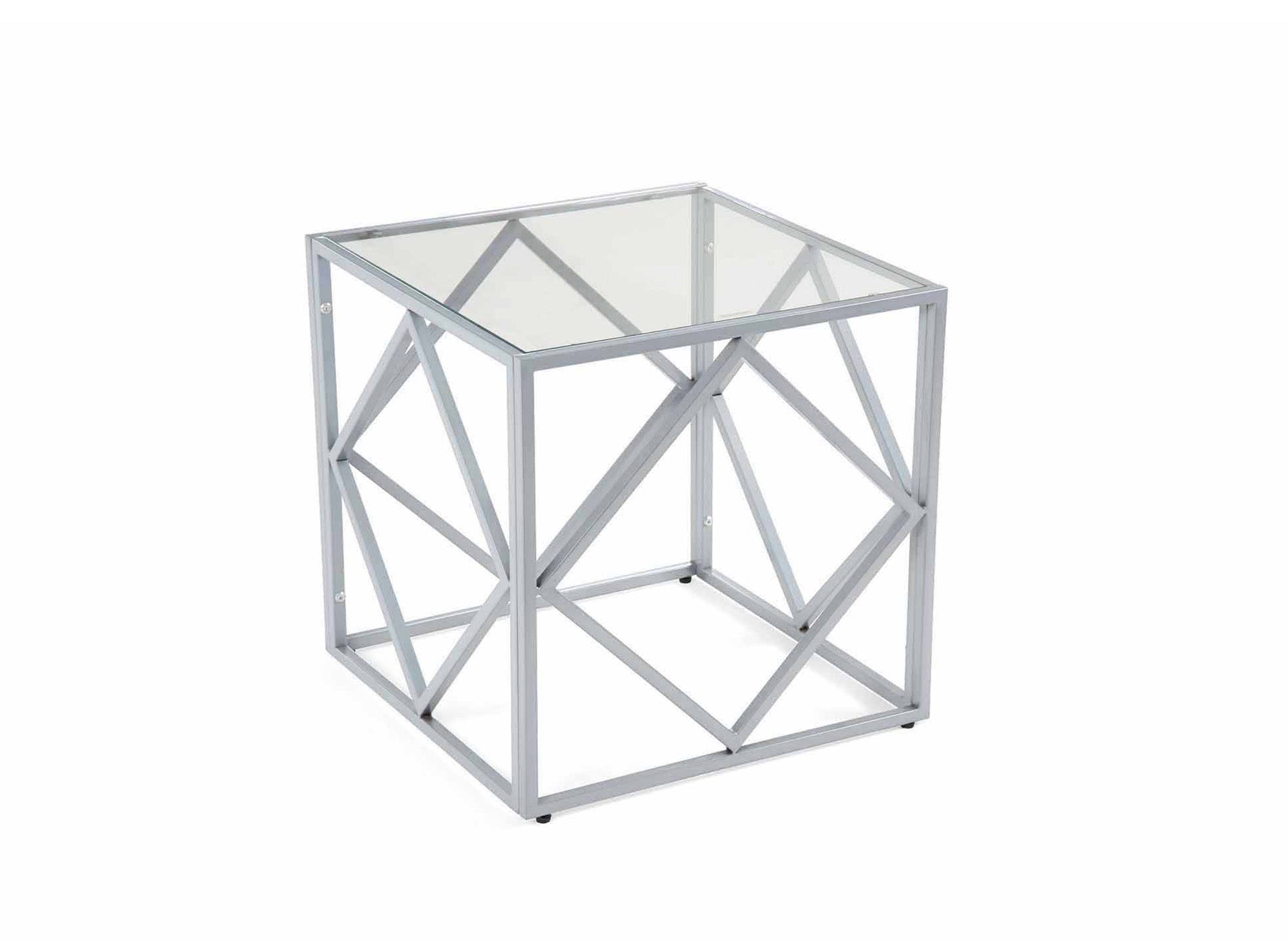 Mesa de centro cuadrada de diseño ELIO en vidrio y metal