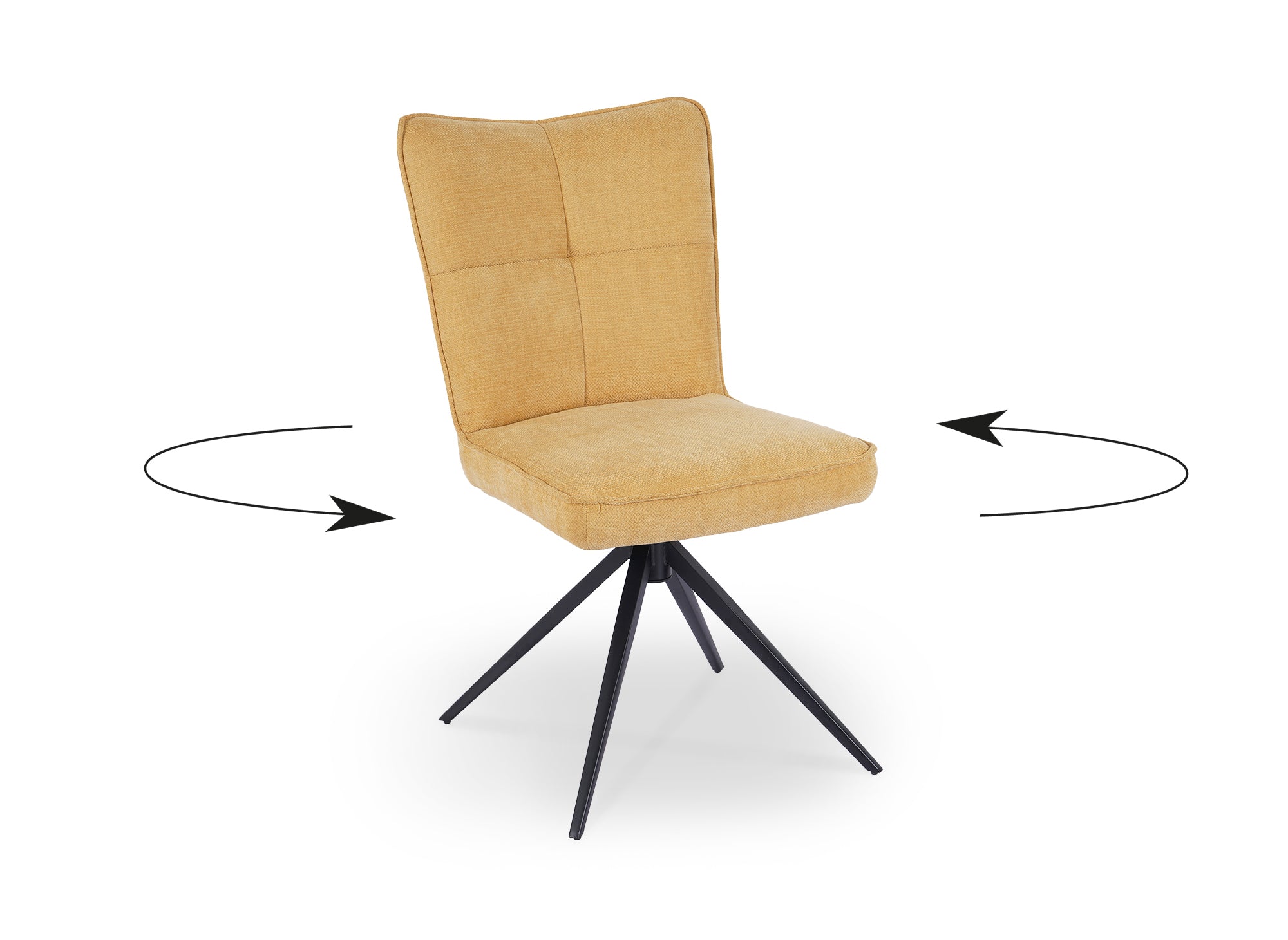 Juego de 2 sillas giratorias FELICIE de tela amarilla