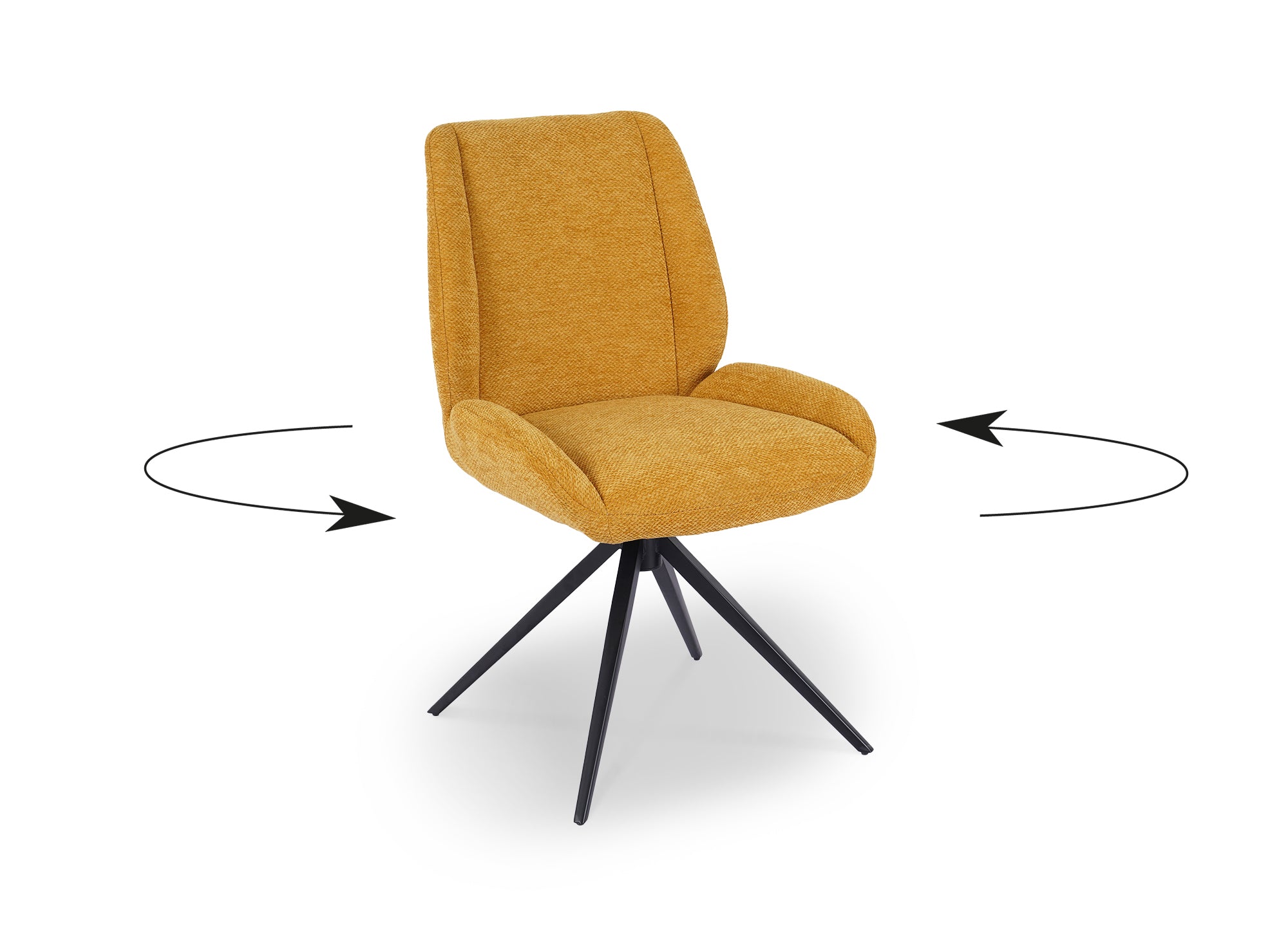 Juego de 2 sillas giratorias LUZIA de tela amarilla