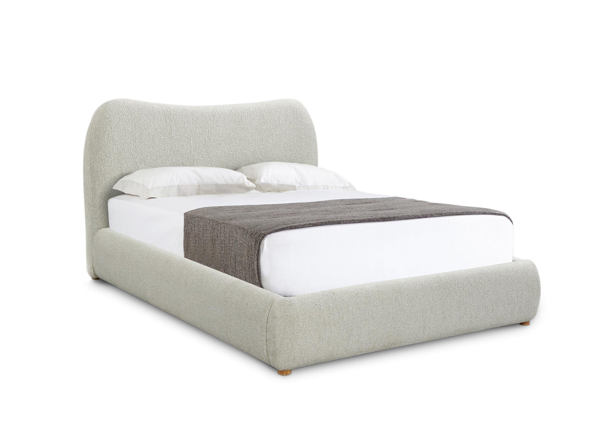 Cama doble PAMELA de 160 x 200 cm, efecto piel de oveja blanca.