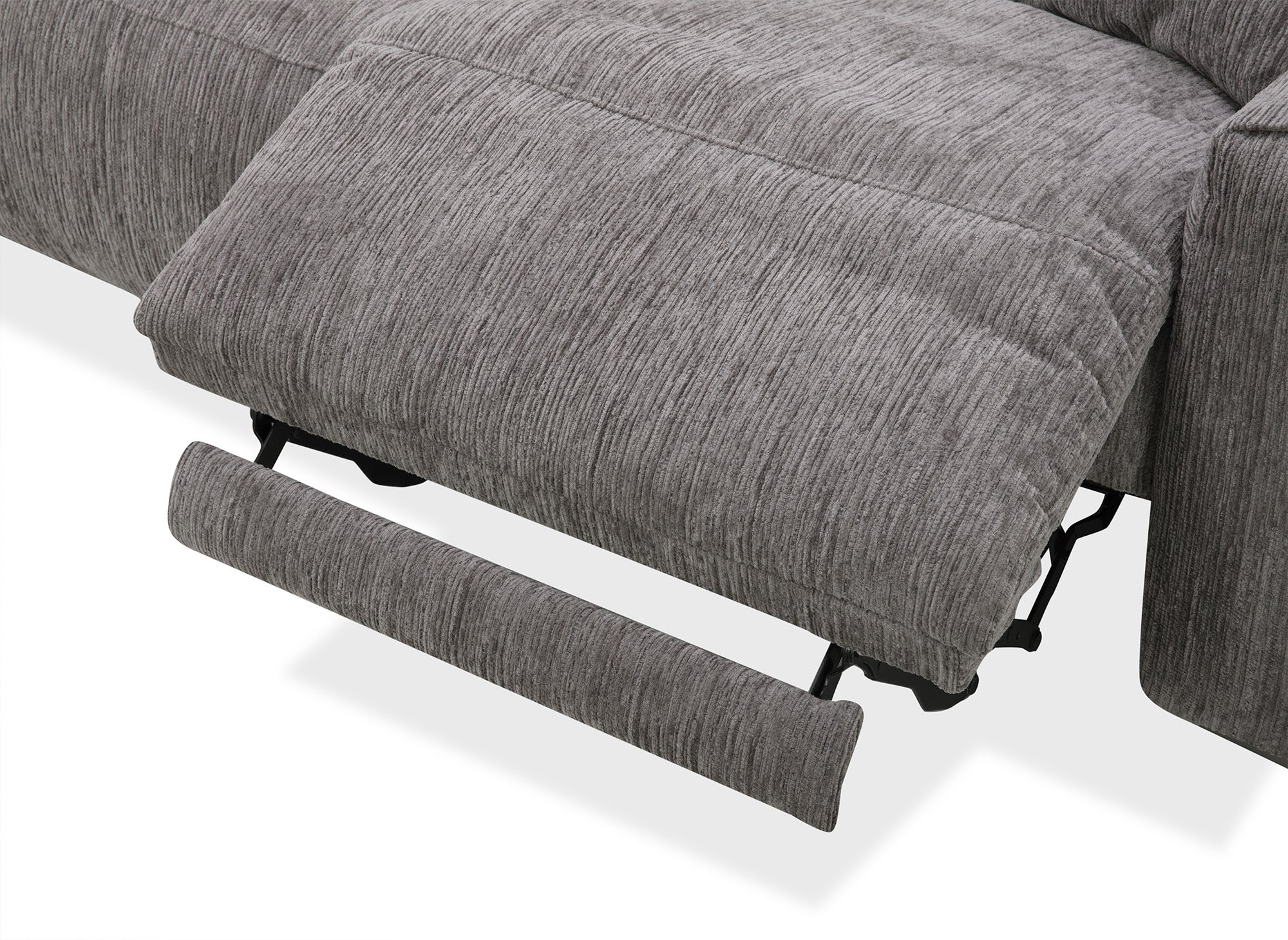 Sofá reclinable eléctrico de 3 plazas HELOISE en terciopelo jaspeado gris oscuro