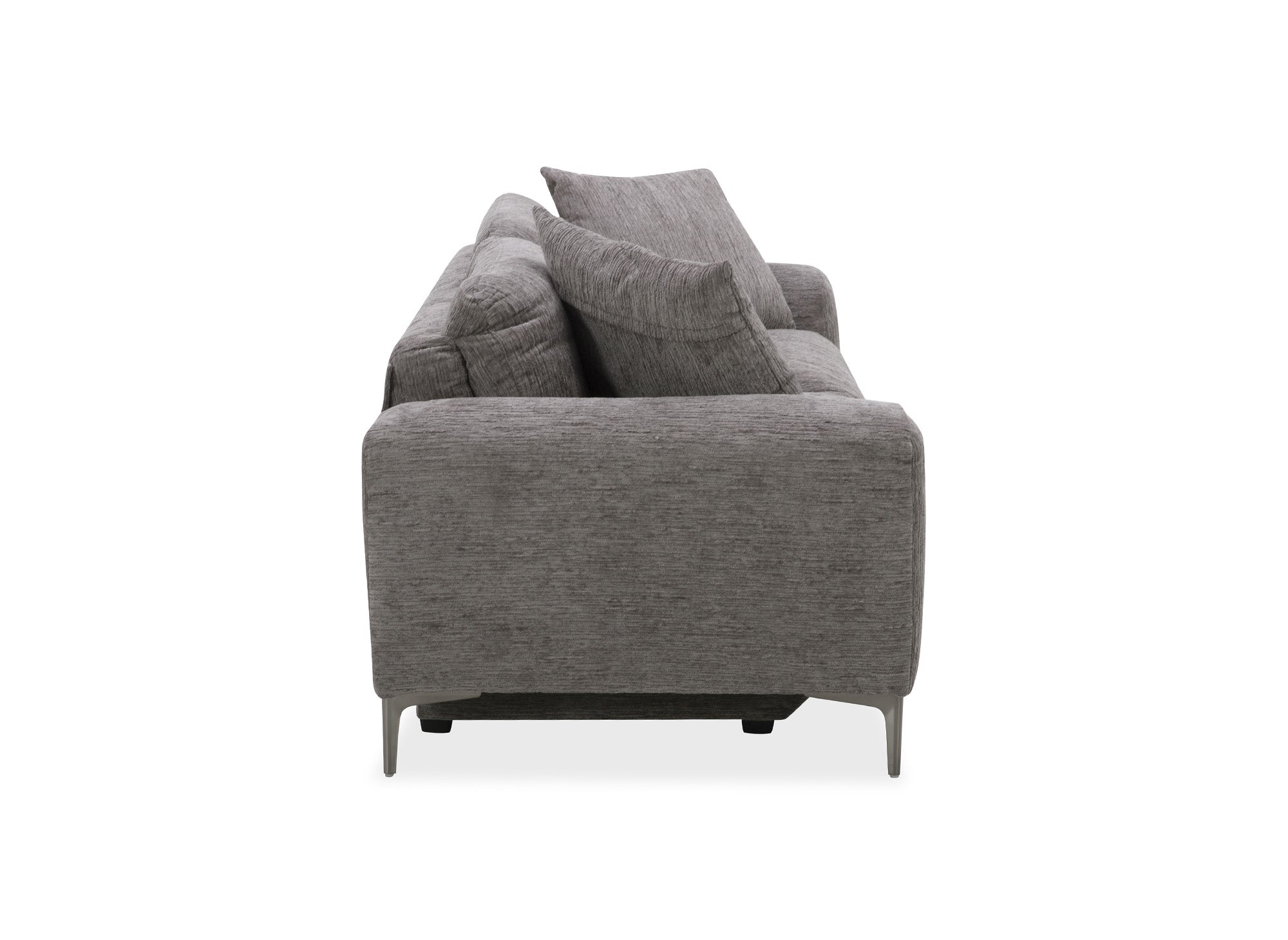 Sofá reclinable eléctrico de 3 plazas HELOISE en terciopelo jaspeado gris oscuro