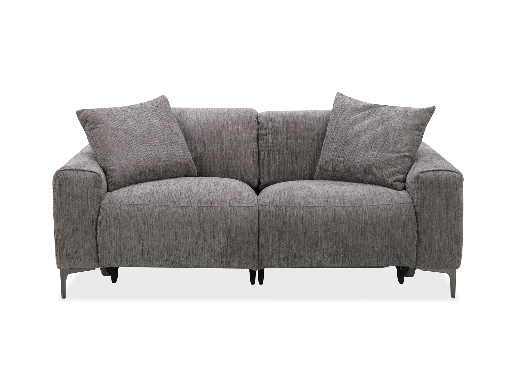 Sofá reclinable eléctrico de 3 plazas HELOISE en terciopelo jaspeado gris oscuro