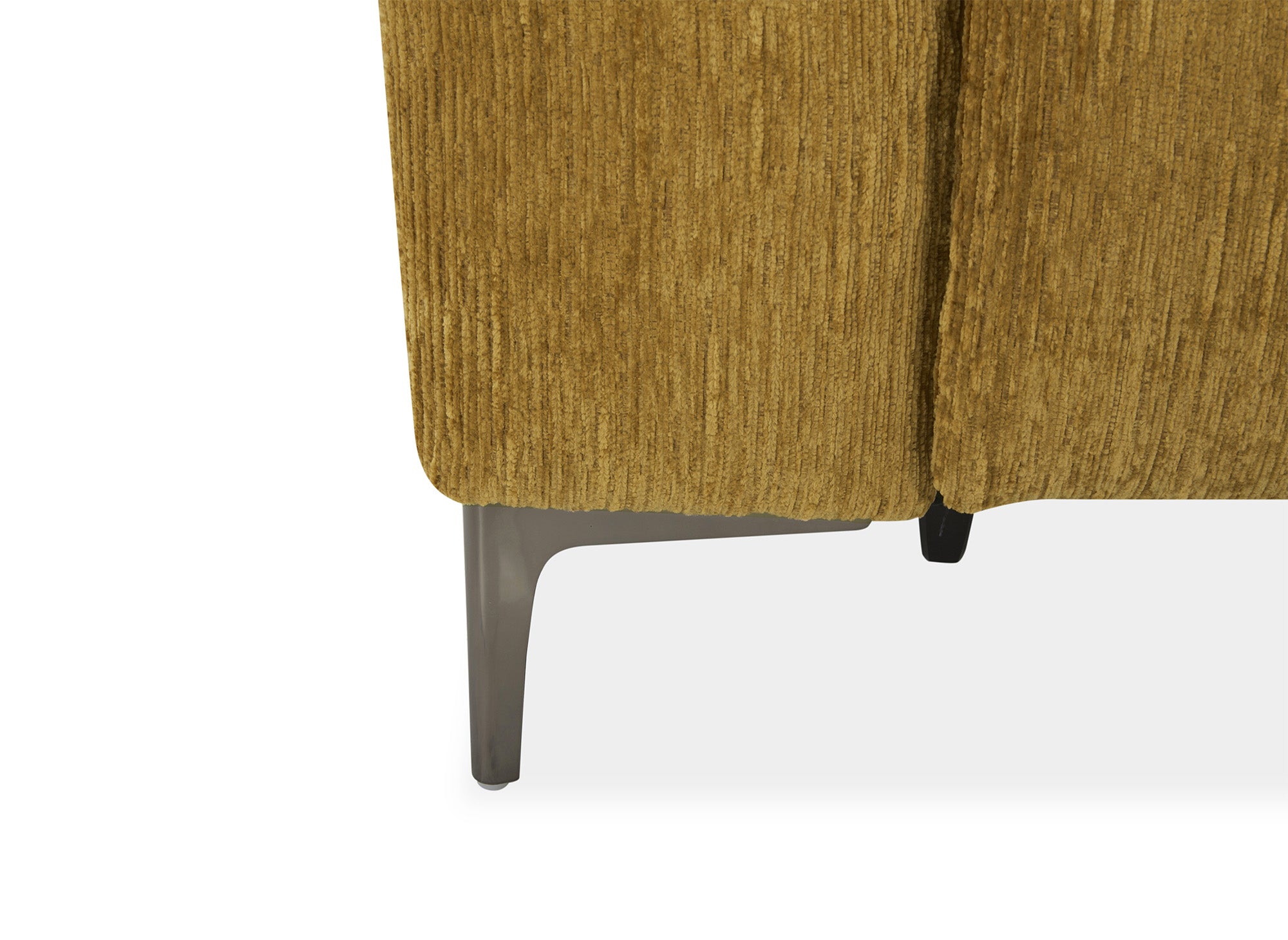 Sofá reclinable eléctrico de 2 plazas HELOISE en terciopelo jaspeado amarillo mostaza