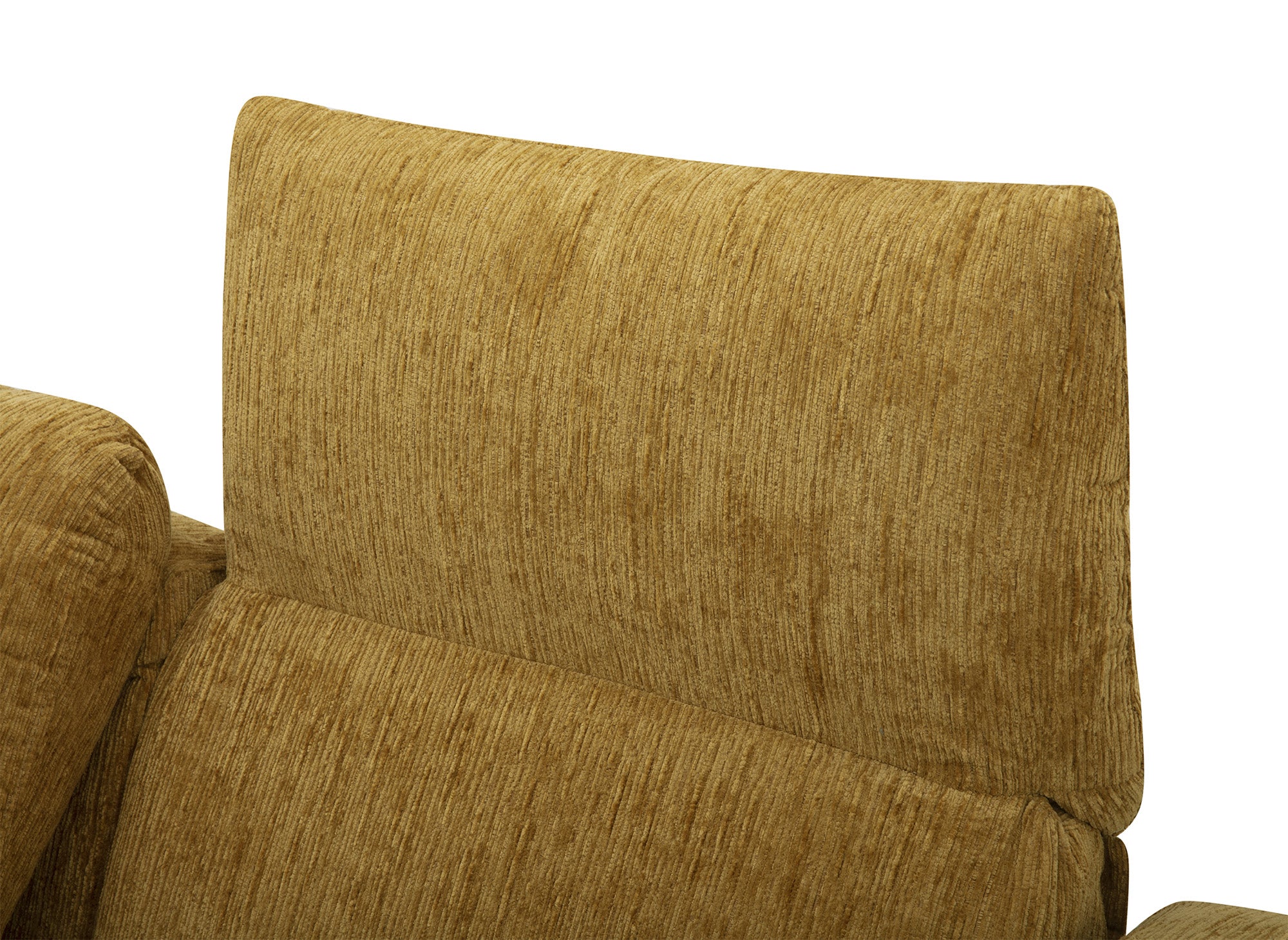 Sofá reclinable eléctrico de 2 plazas HELOISE en terciopelo jaspeado amarillo mostaza