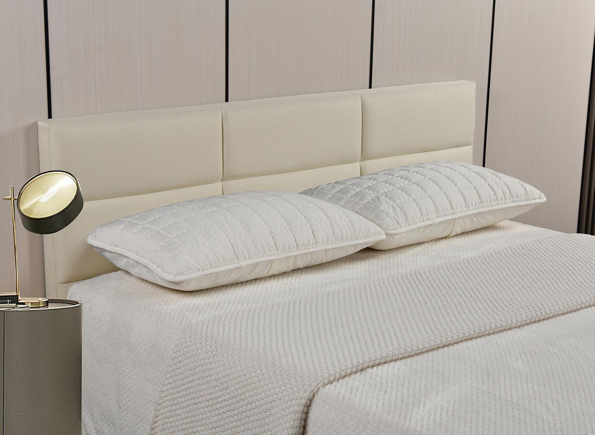 Cabecero de diseño MATTY de tela beige, 160 cm