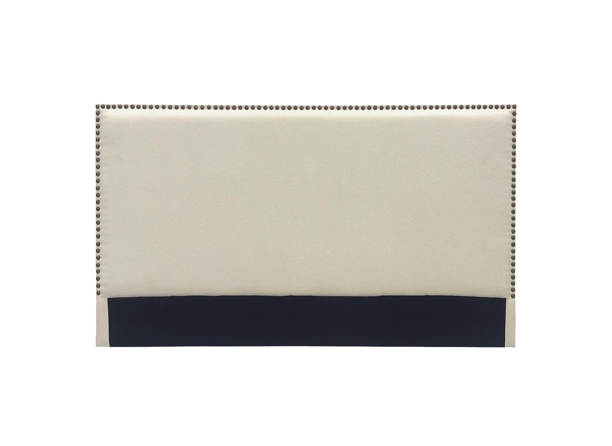 Cabecero LINDA de lino beige con tachuelas, 140 cm