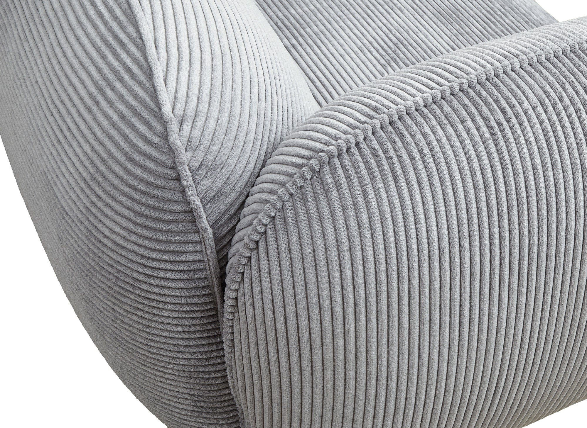 Sofá ANDREA de 3 plazas en terciopelo gris de rayas anchas