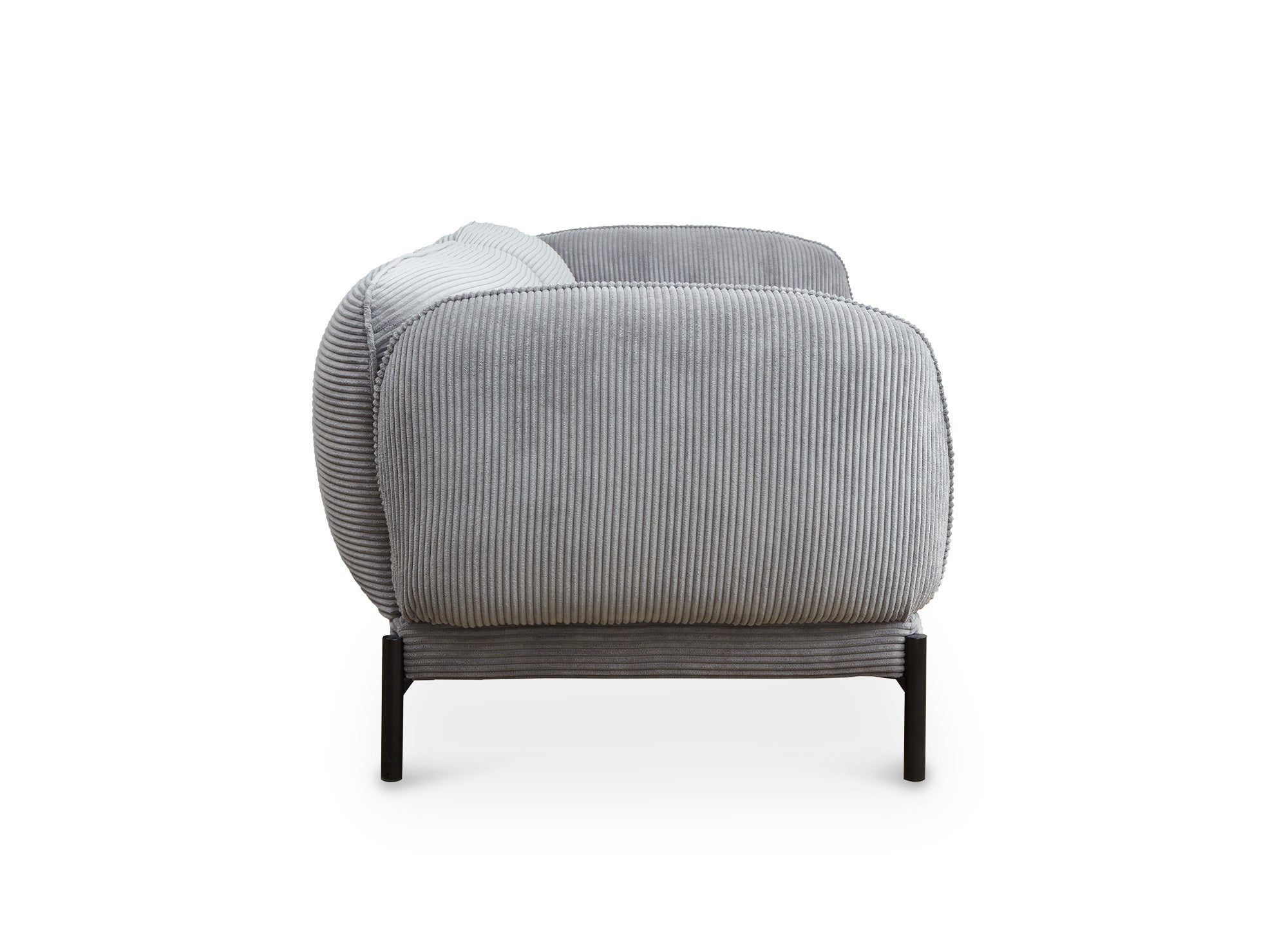 Sofá ANDREA de 3 plazas en terciopelo gris de rayas anchas