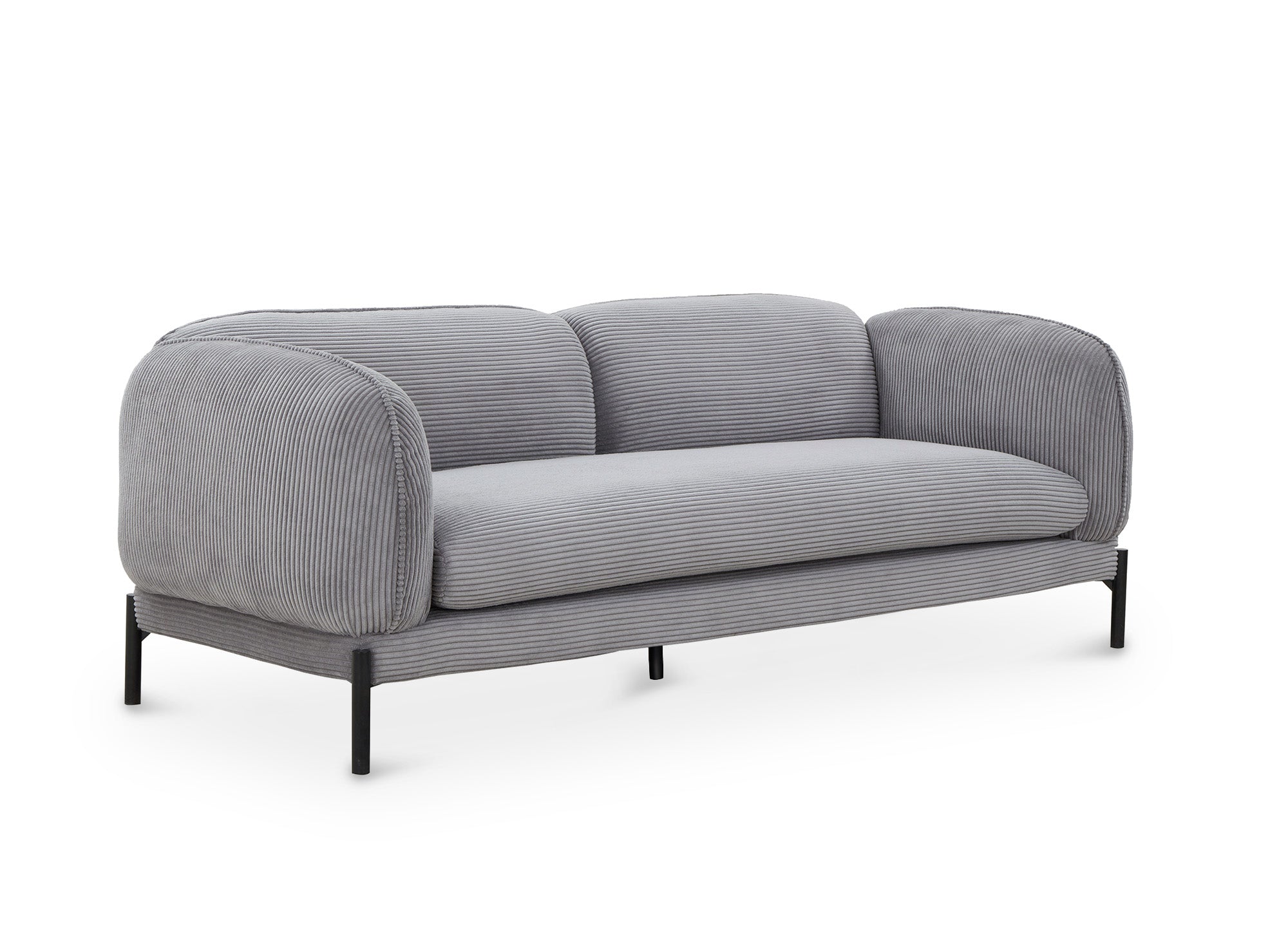 Sofá ANDREA de 3 plazas en terciopelo gris de rayas anchas