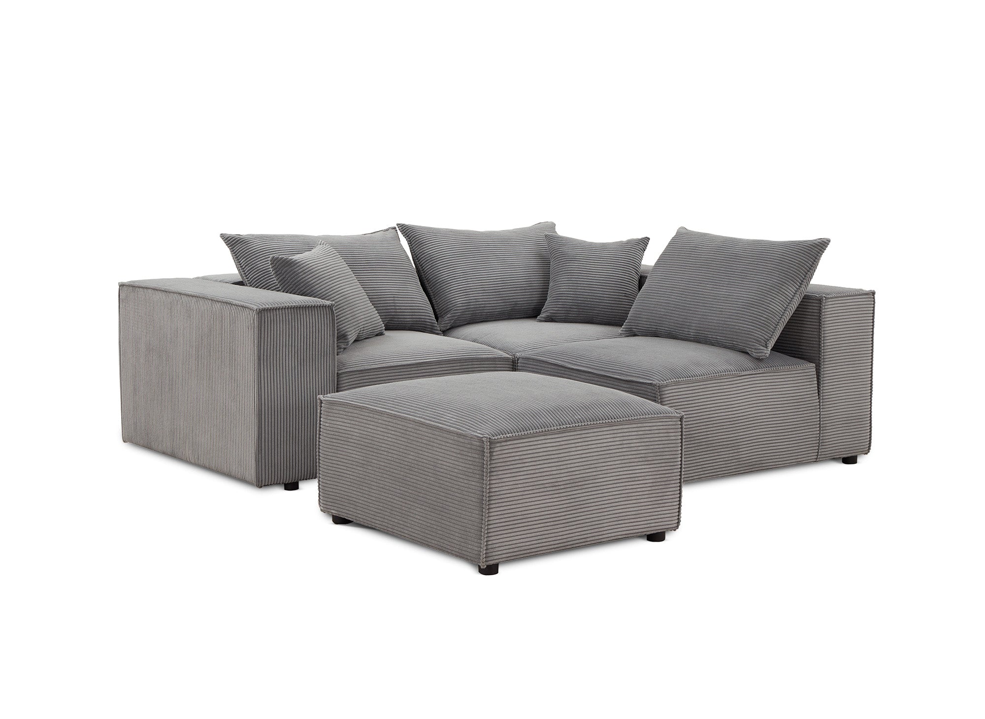 Sofá esquinero modular HARLEM en pana gris gruesa