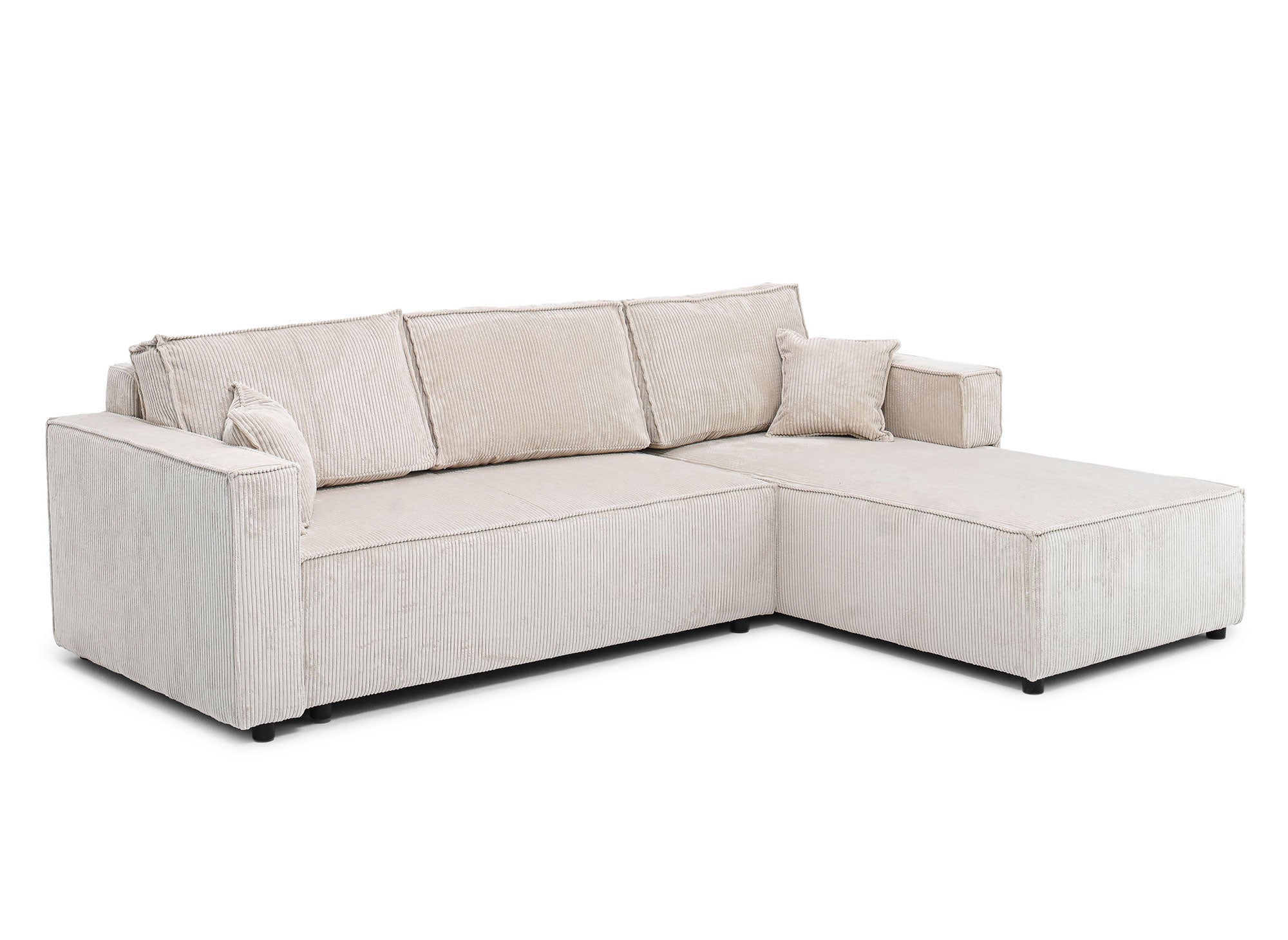 Sofá cama esquinero reversible SYNA con almacenaje en pana beige