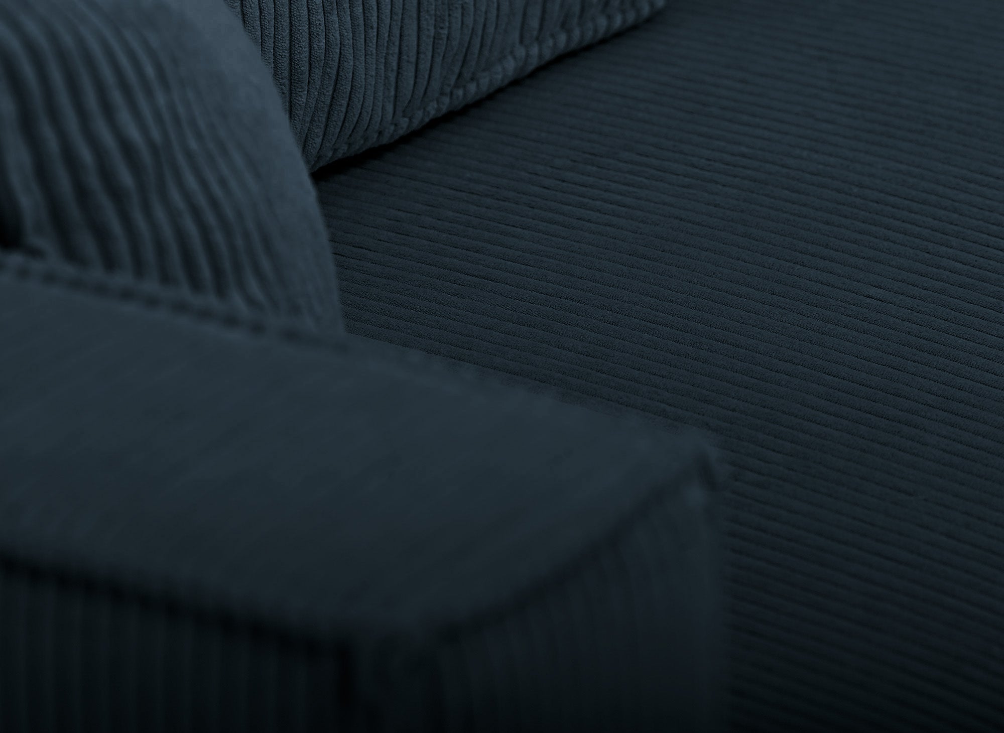 Sofá cama esquinero reversible SYNA con almacenaje en pana azul