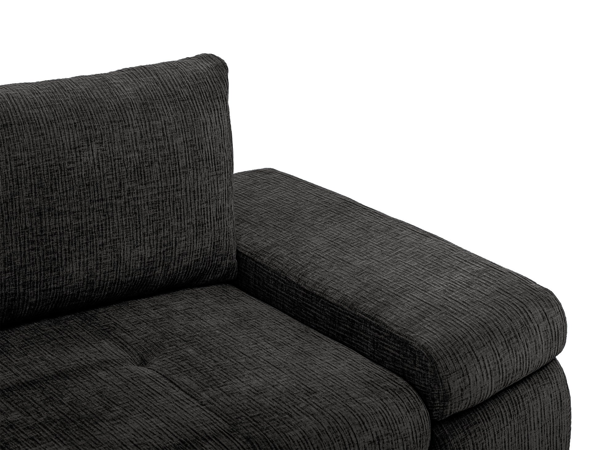 Sofá esquinero convertible reversible SOLEA con almacenaje en terciopelo gris jaspeado