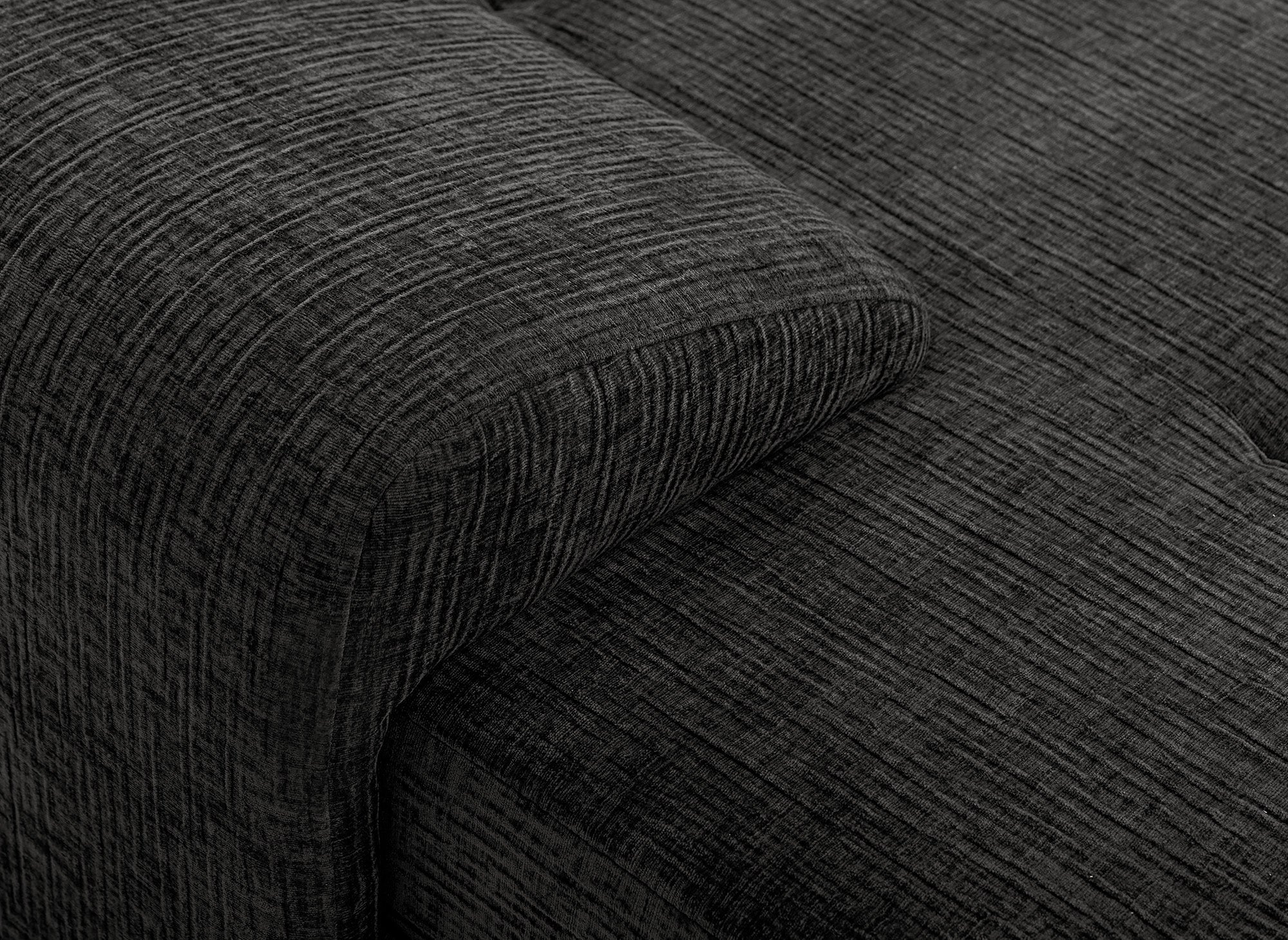 Sofá esquinero convertible reversible SOLEA con almacenaje en terciopelo gris jaspeado