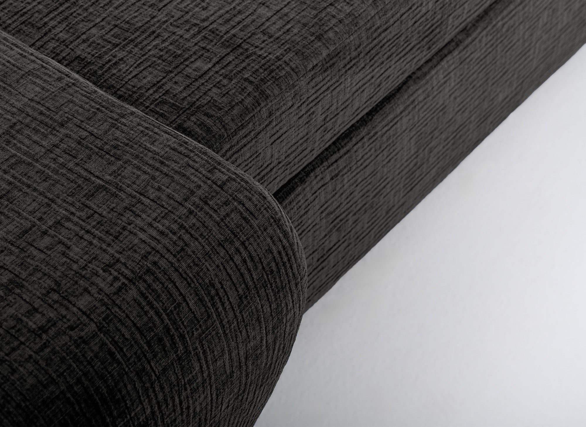 Sofá esquinero convertible reversible SOLEA con almacenaje en terciopelo gris jaspeado