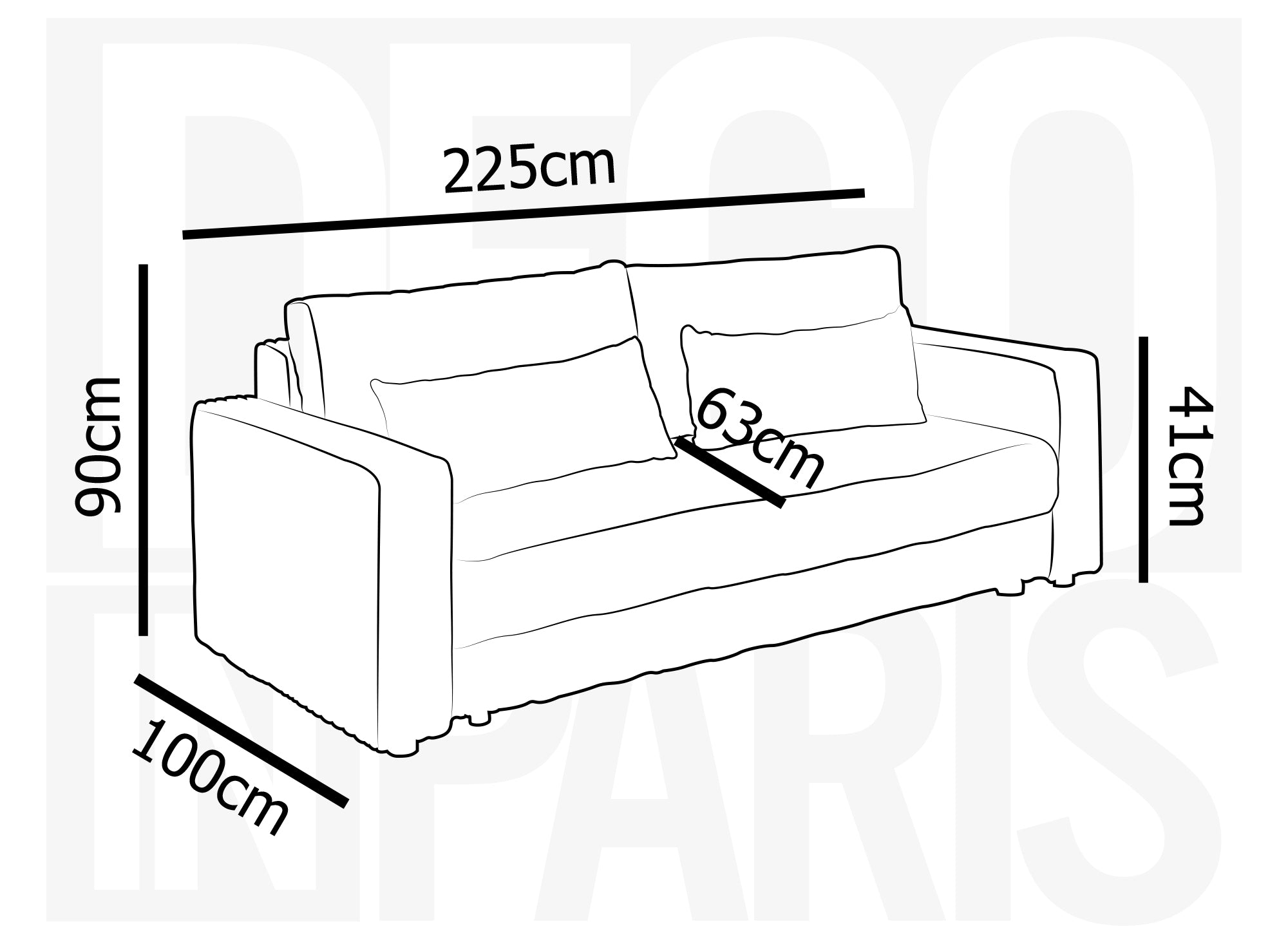 Sofá cama ZURIA de 3 plazas con almacenaje en pana gruesa color beige