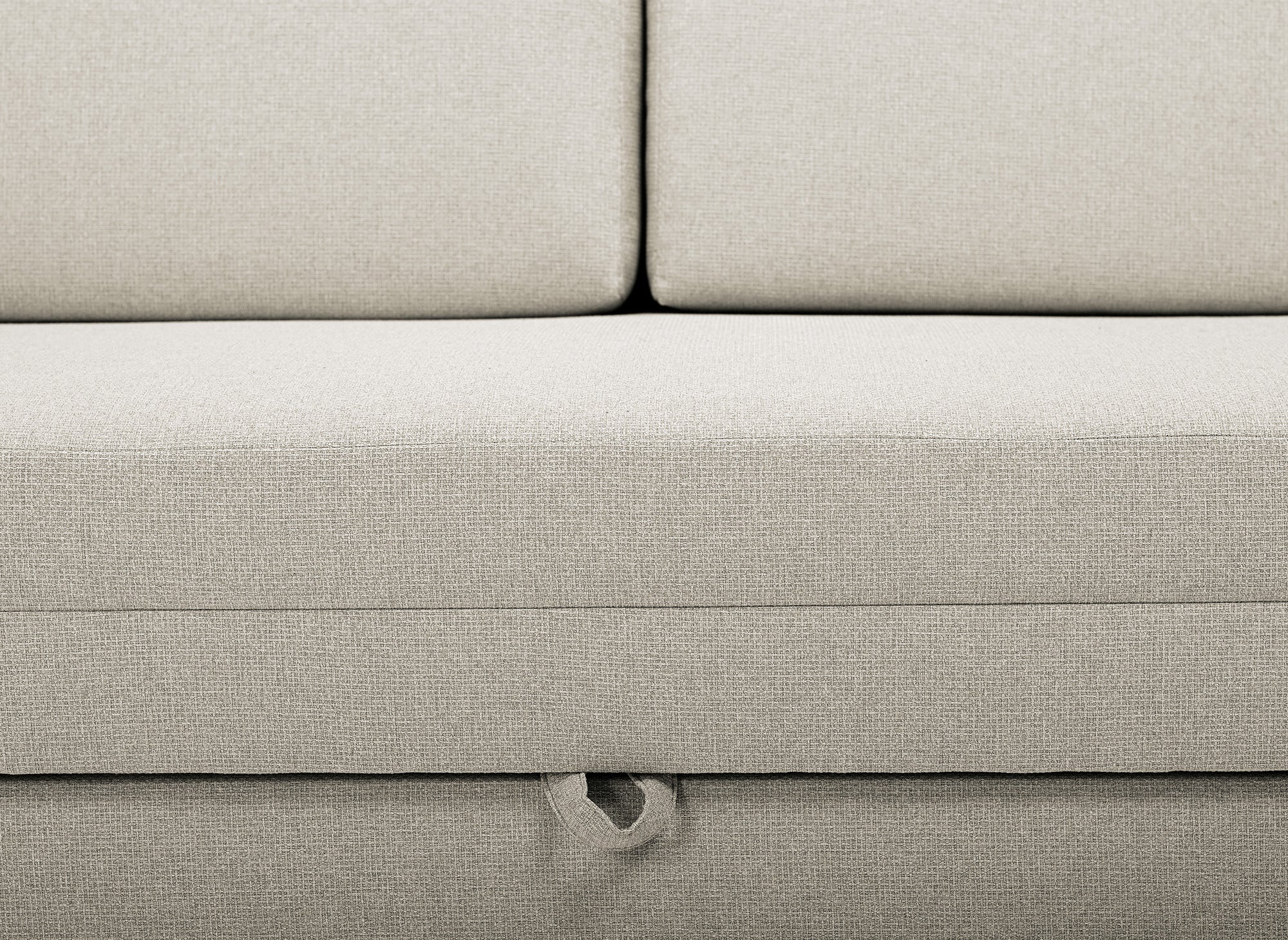 Sofá cama YERAS de 2 plazas con compartimento de almacenamiento en tela beige