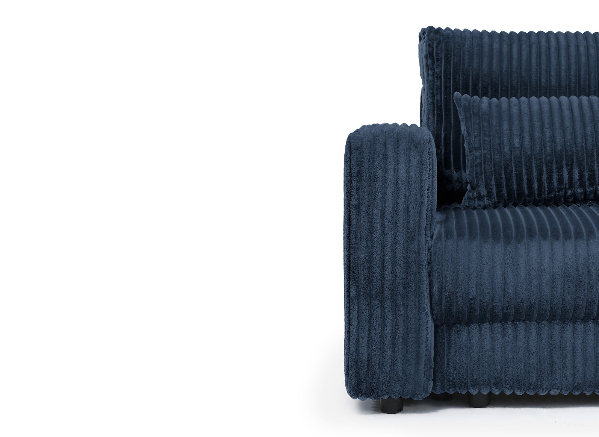 Sofá cama ZURIA de 3 plazas con almacenaje en pana azul gruesa