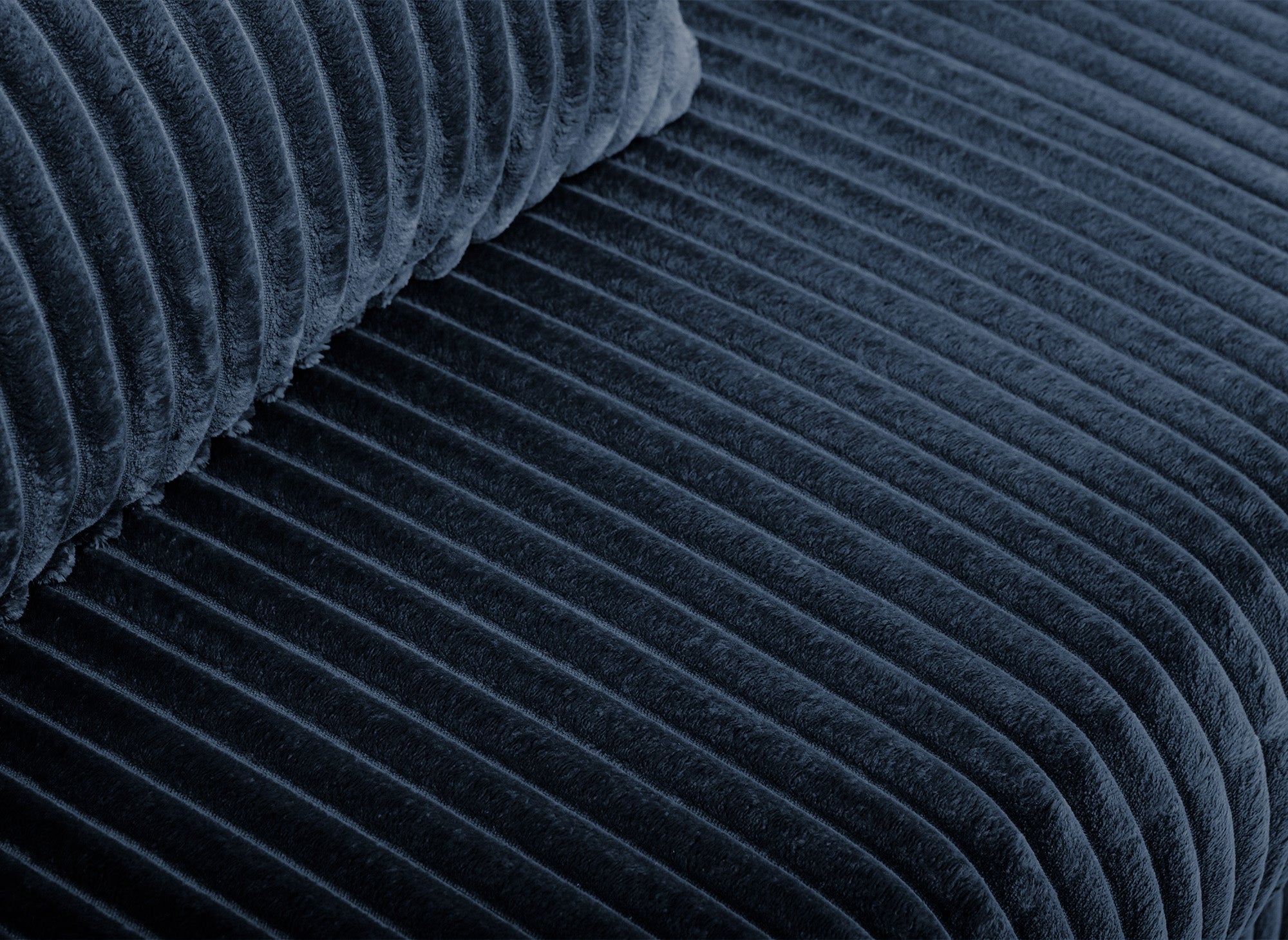 Sofá cama ZURIA de 3 plazas con almacenaje en pana azul gruesa