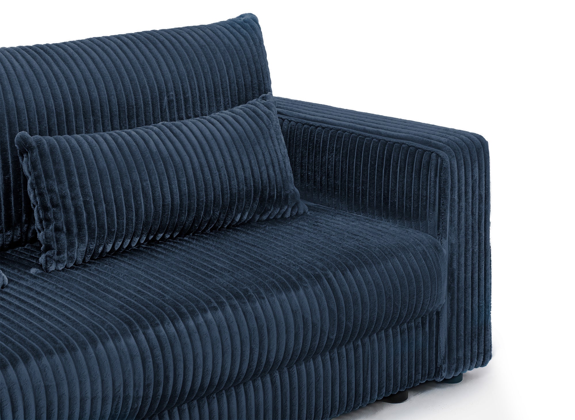 Sofá cama ZURIA de 3 plazas con almacenaje en pana azul gruesa