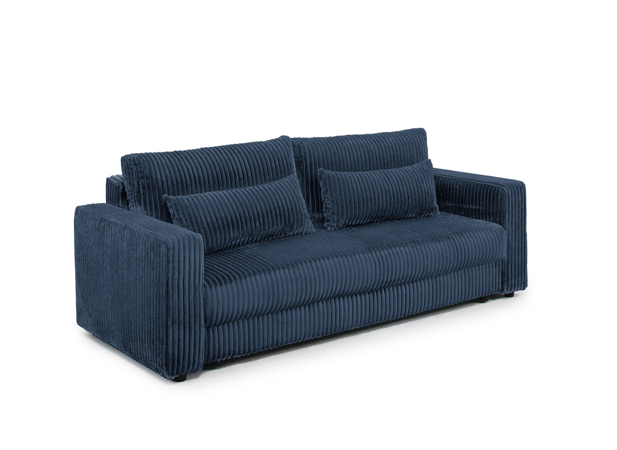 Sofá cama ZURIA de 3 plazas con almacenaje en pana azul gruesa