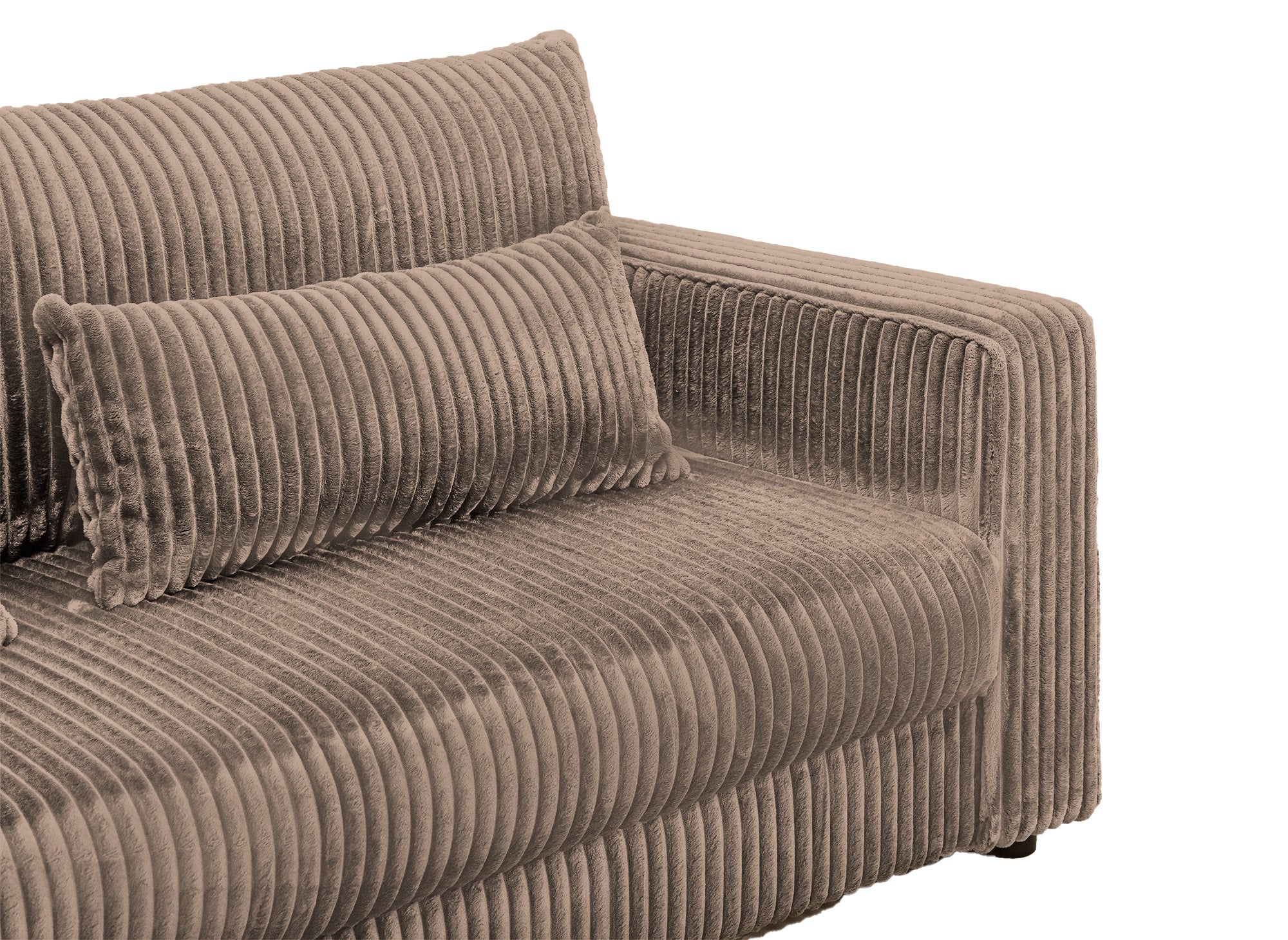 Sofá cama ZURIA de 3 plazas con almacenaje en pana gruesa color topo