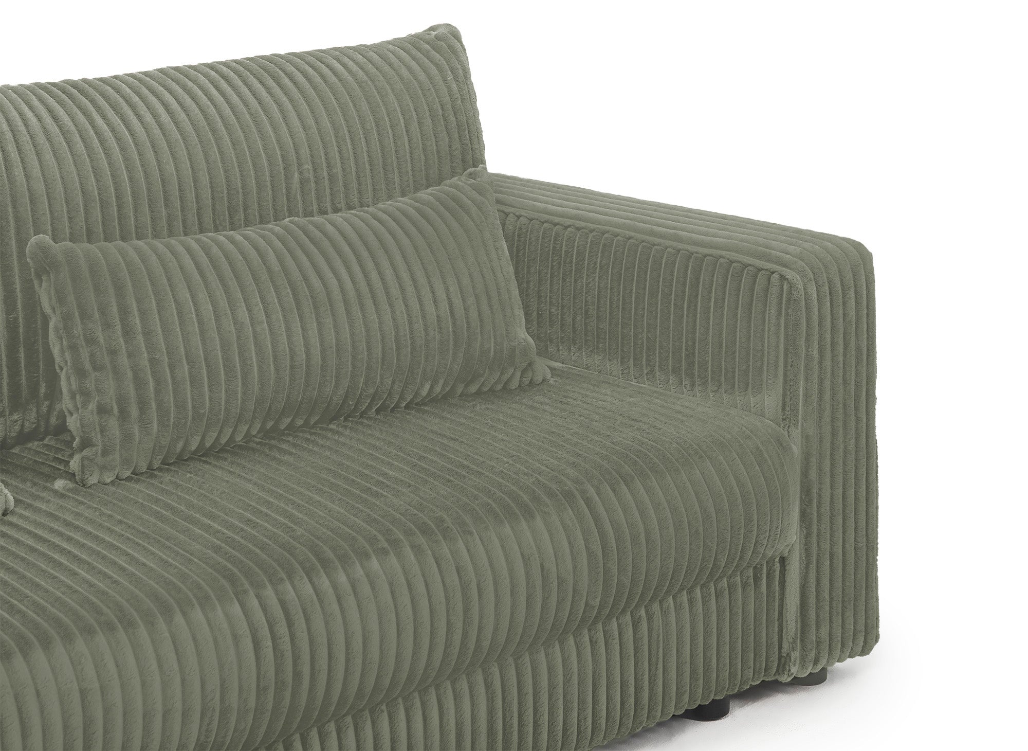 Sofá cama ZURIA de 3 plazas con almacenaje en pana gruesa verde caqui