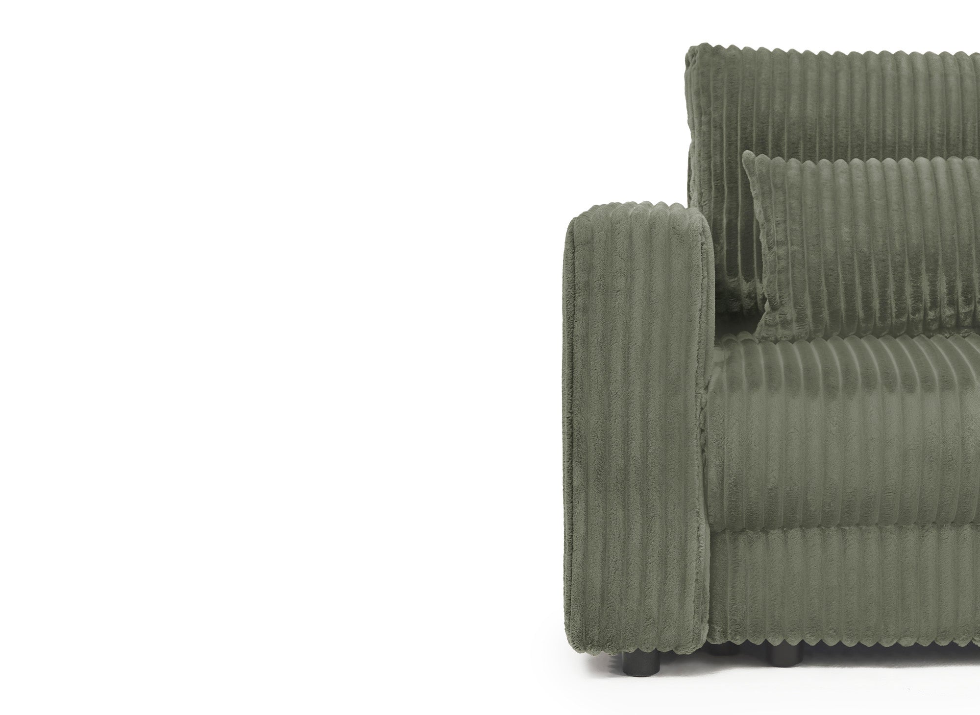 Sofá cama ZURIA de 3 plazas con almacenaje en pana gruesa verde caqui