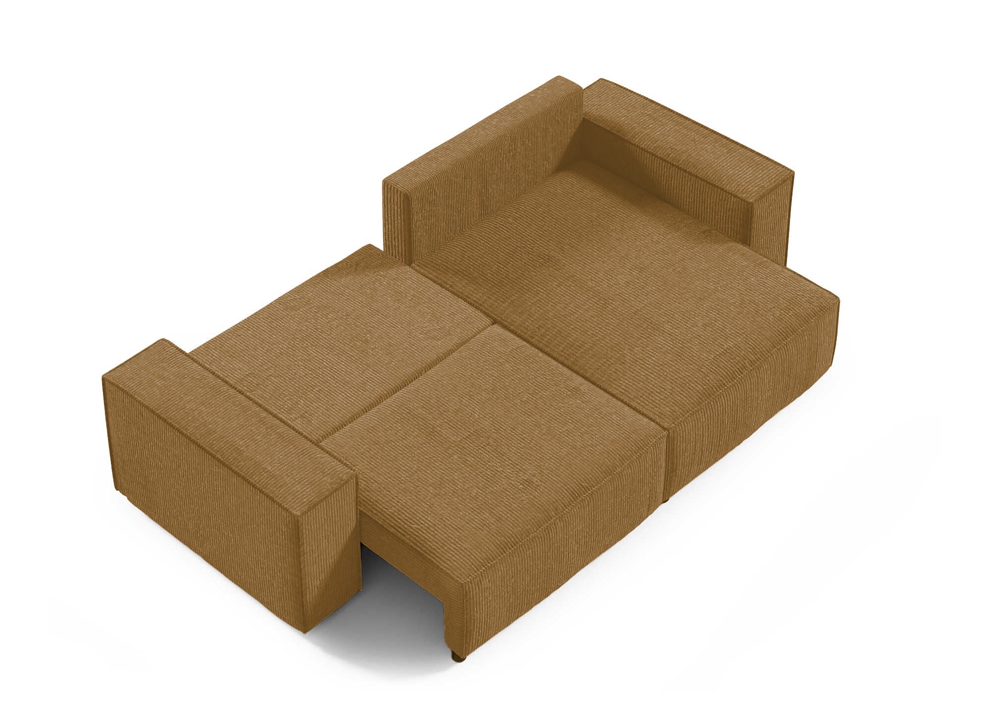 Sofá esquinero convertible y reversible con almacenaje en pana color mostaza JADE MINI