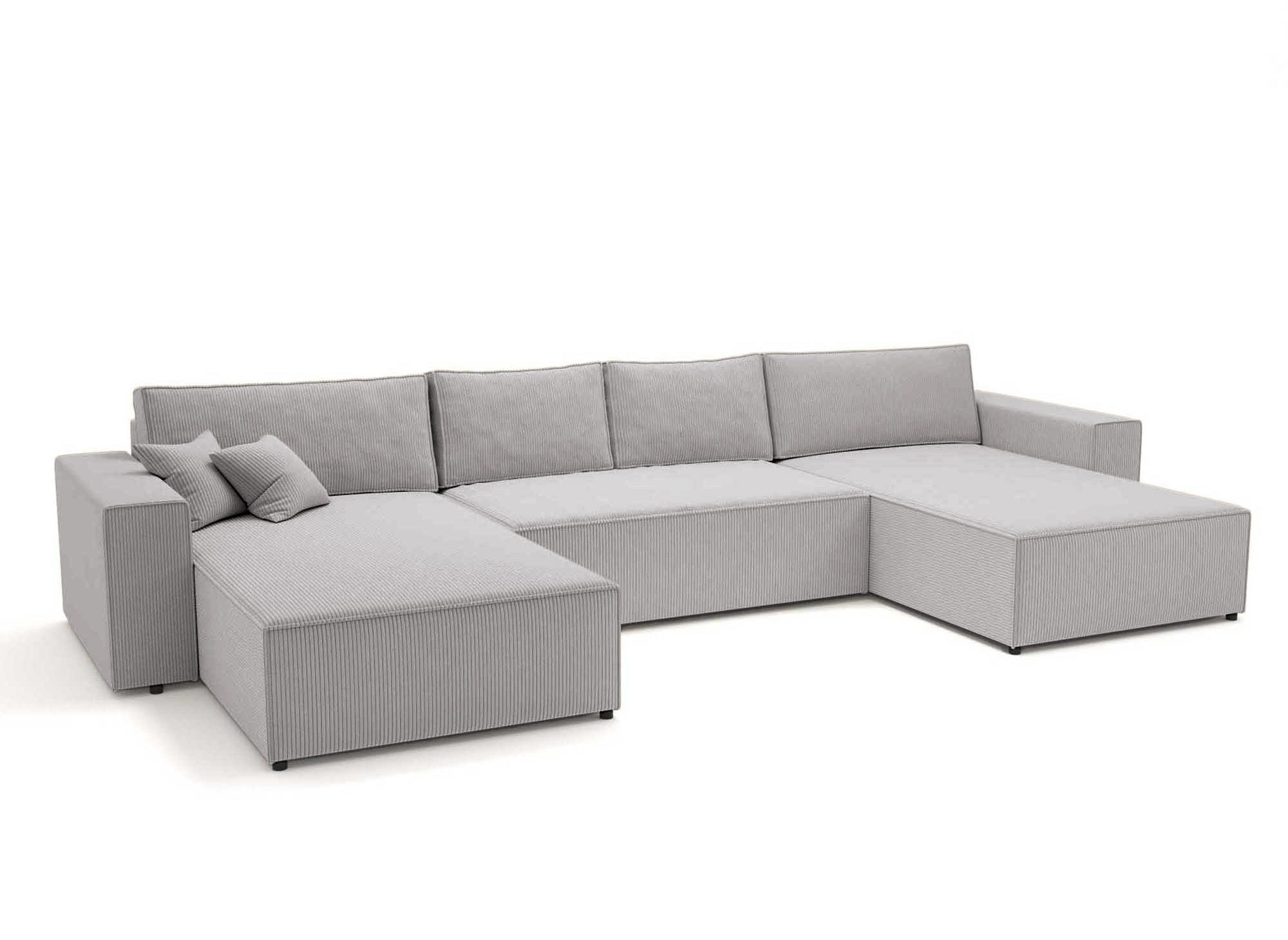 Sofá panorámico convertible JADE con almacenaje en pana gris claro