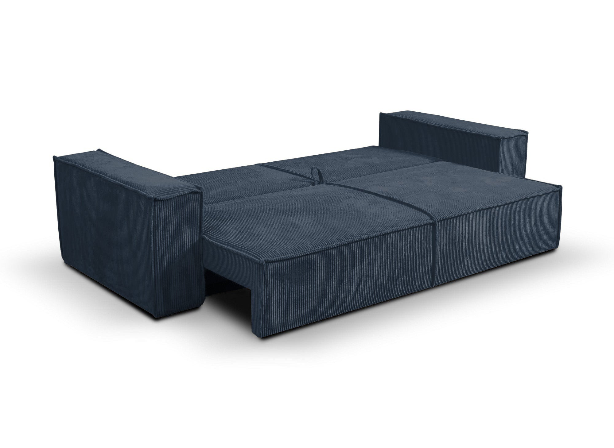 Sofá JADE de 3 plazas con almacenaje en terciopelo azul