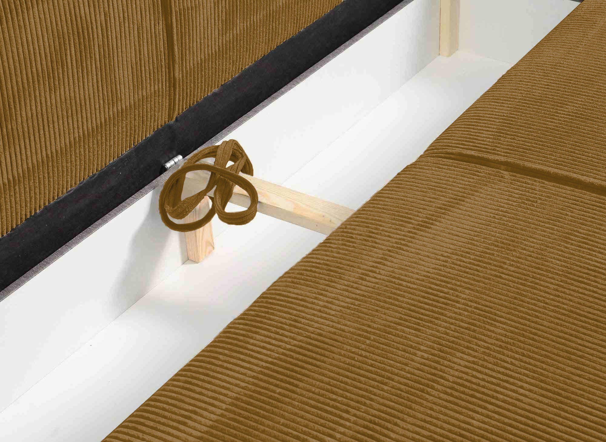 Sofá de 3 plazas con almacenaje en terciopelo mostaza JADE