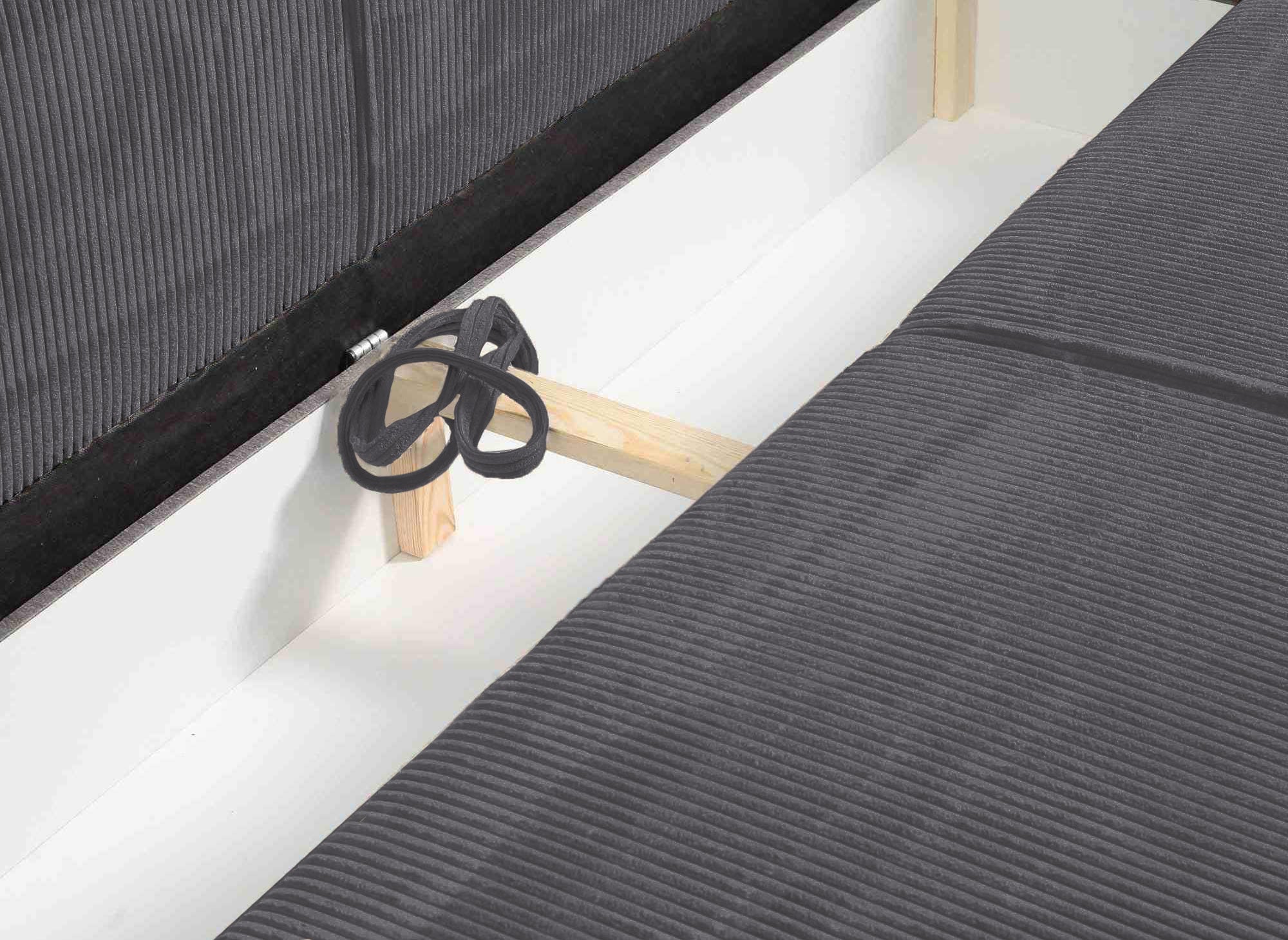 Sofá JADE de 3 plazas con almacenaje en terciopelo gris antracita