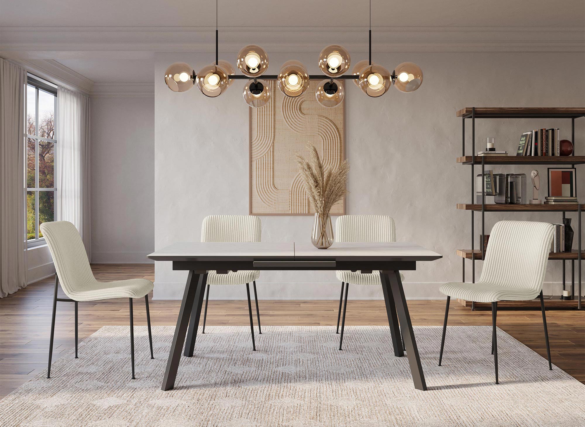 Juego de 4 sillas de terciopelo de pana beige CHERYL