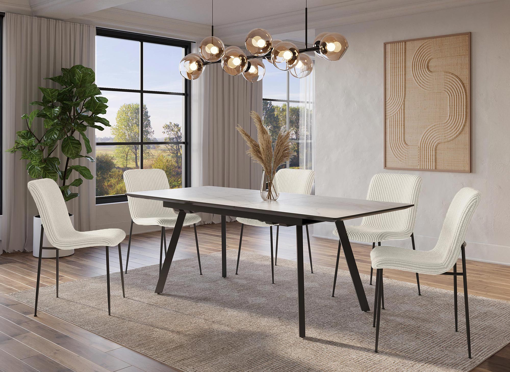 Juego de 4 sillas de terciopelo de pana beige CHERYL