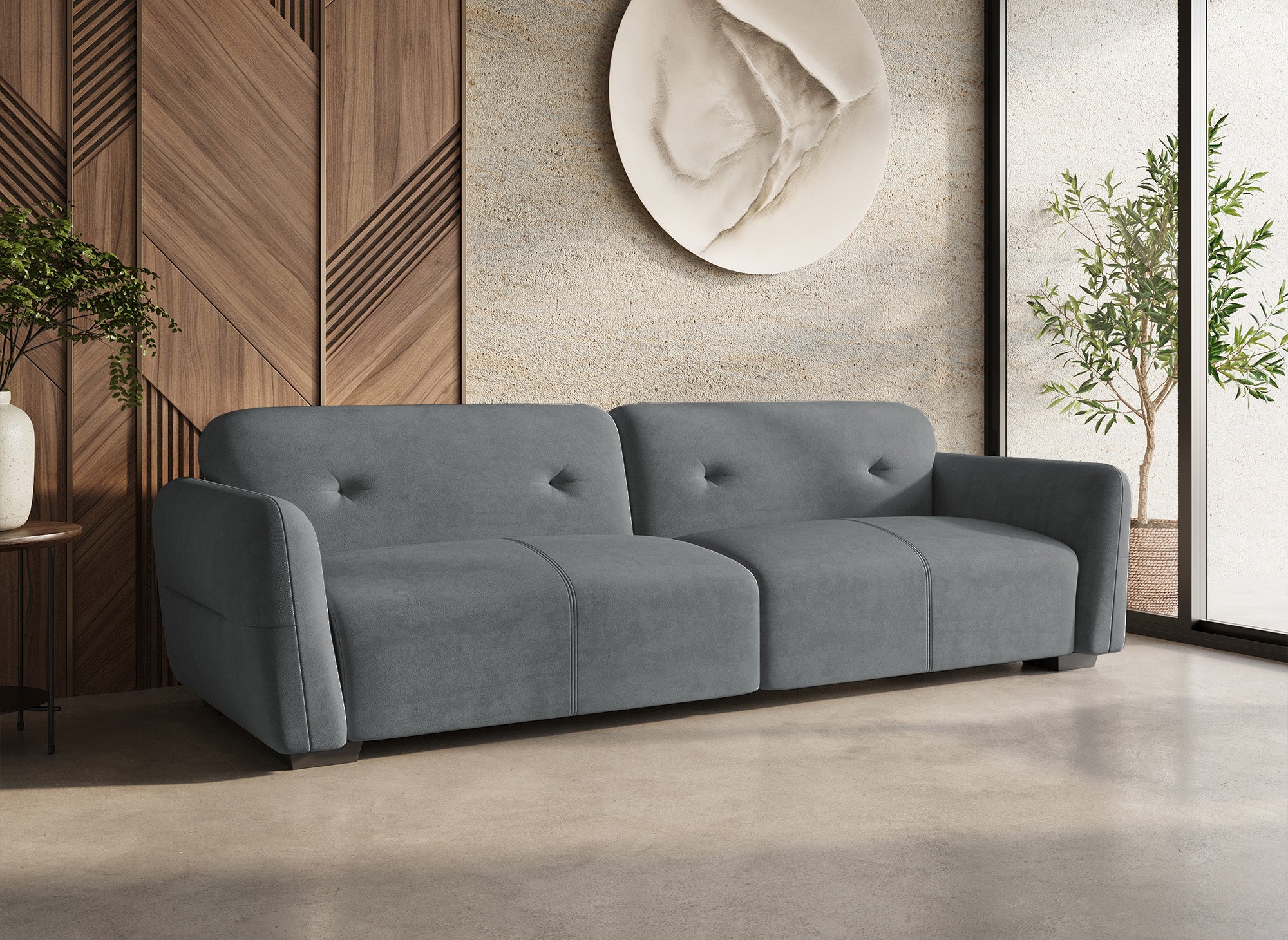 Sofá PICASSO de 4 plazas en terciopelo gris