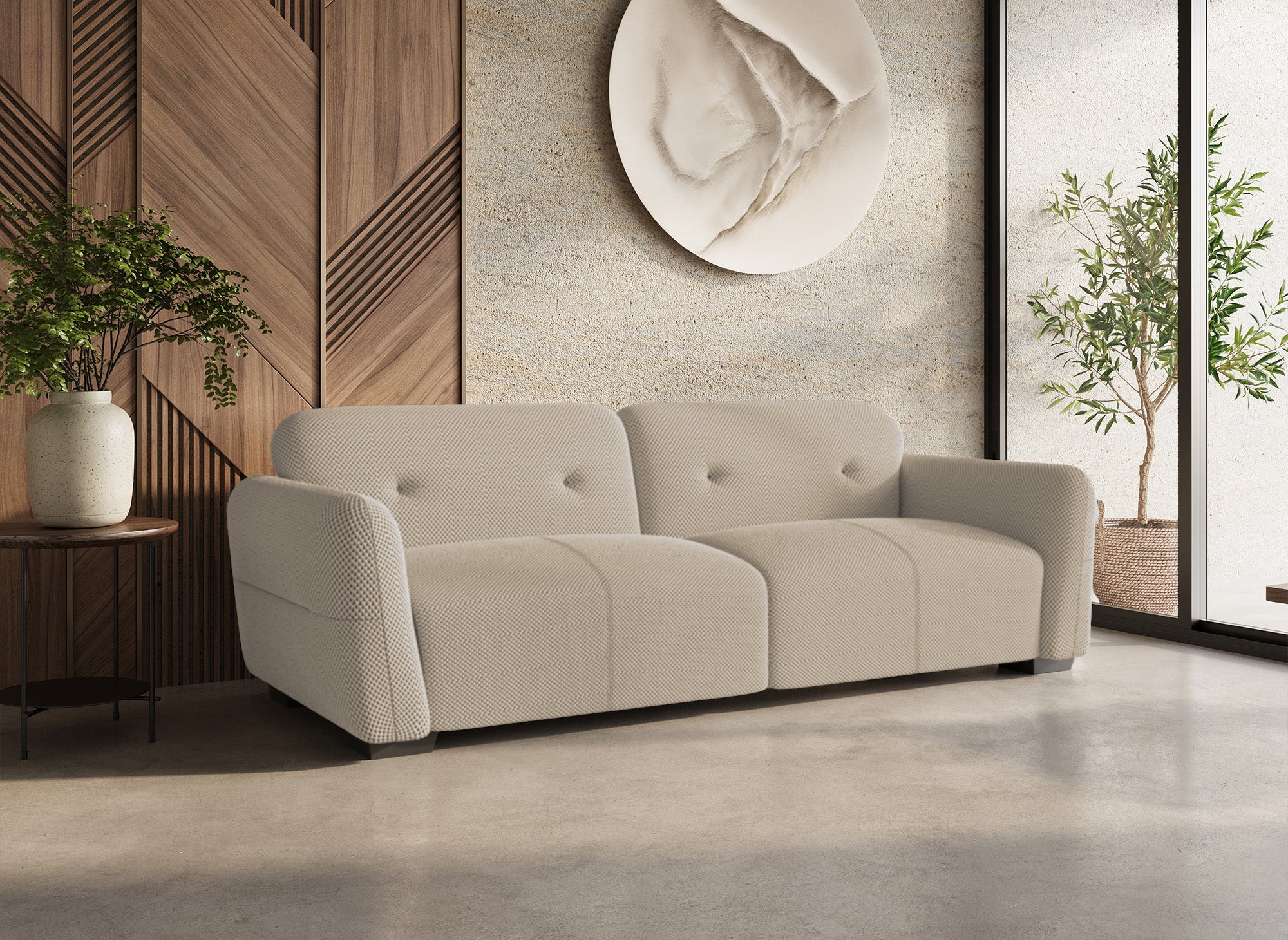 Sofá PICASSO de 3 plazas en tejido 3D beige