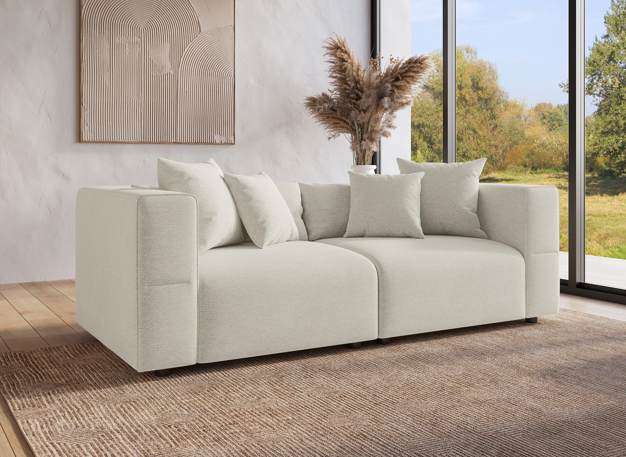 Sofá de 3 plazas EVELYNE en tela beige