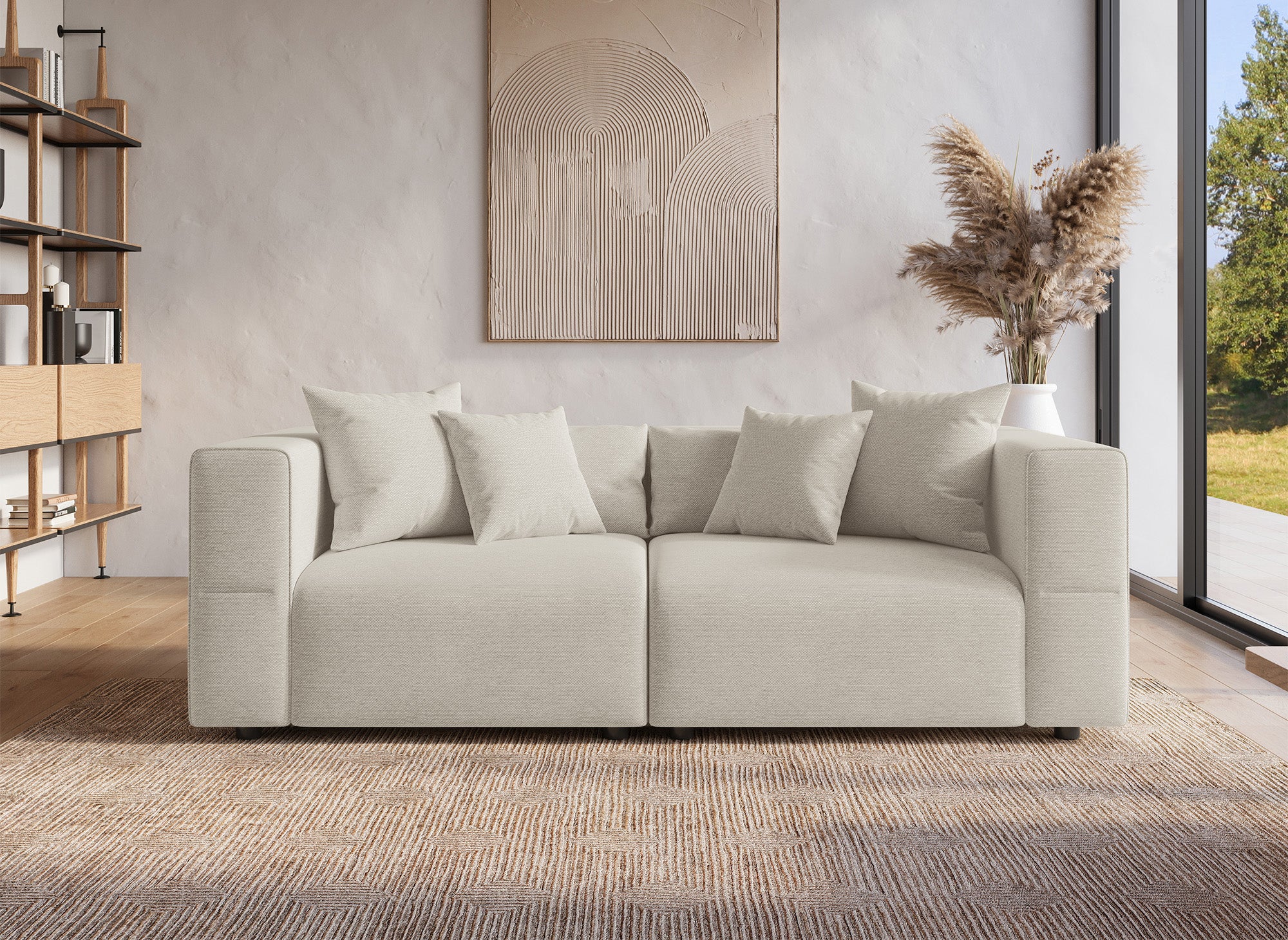 Sofá de 3 plazas EVELYNE en tela beige