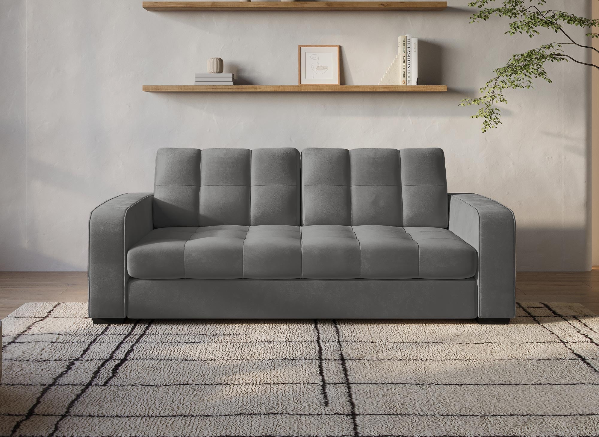 Sofá COSMO de 2 plazas en terciopelo gris