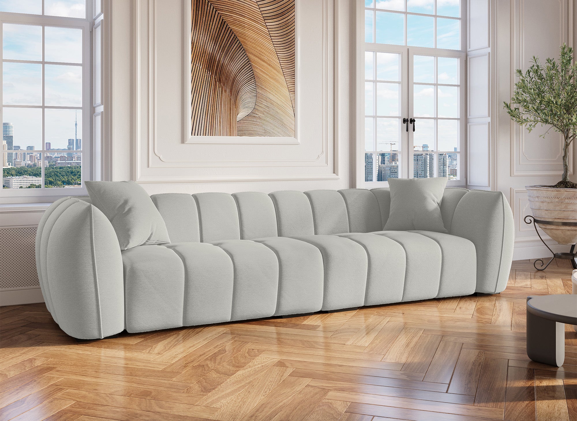 Sofá ALISSA de 4 plazas en tela gris